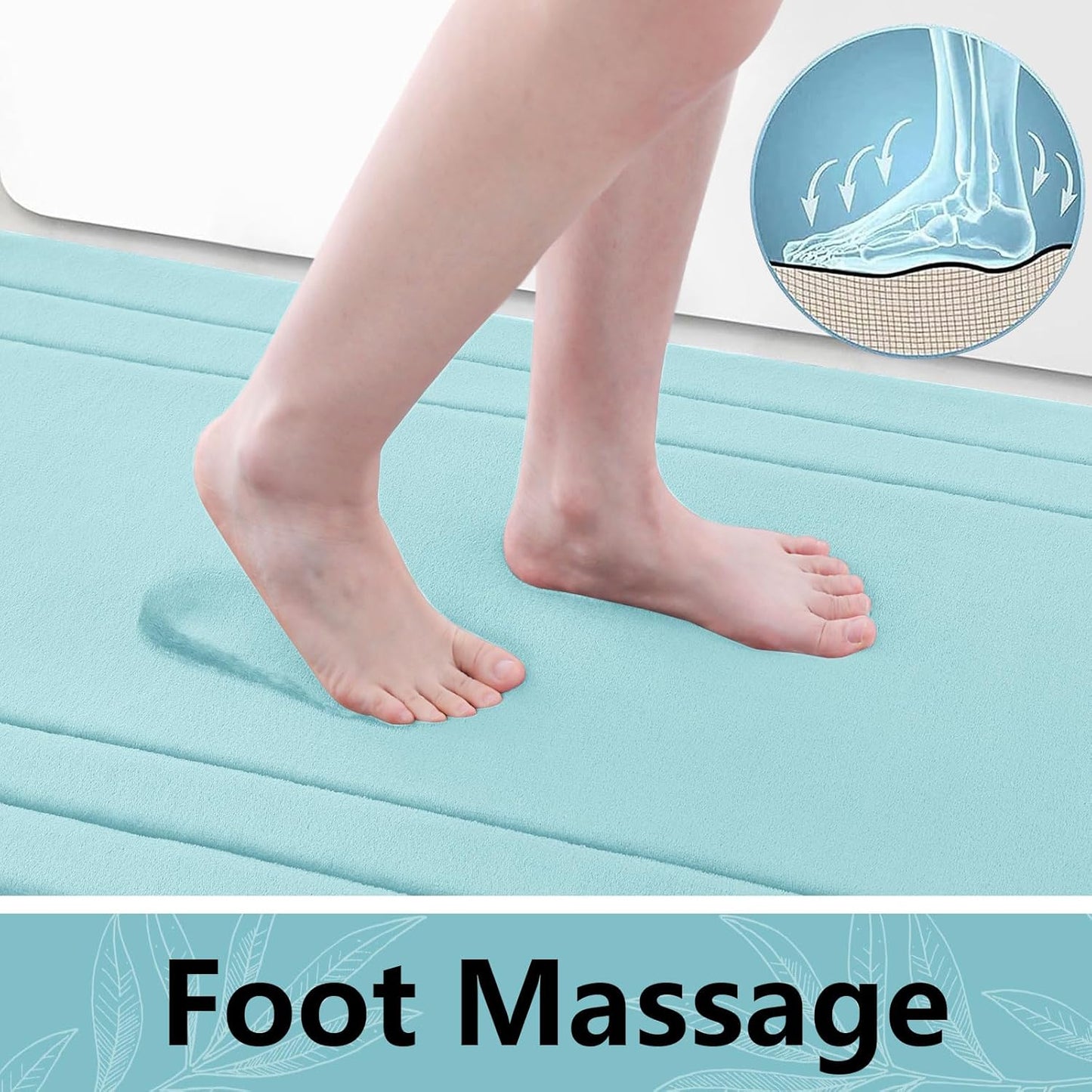 Arotive Memory Foam Bathroom Rug Mat 24x16, Ultra Soft and Absorbent Bath Mat, Machine Wash Dry, Comfortable Bath Rug Carpet for Bathroom Floor, Tub and Shower, Sky Blue