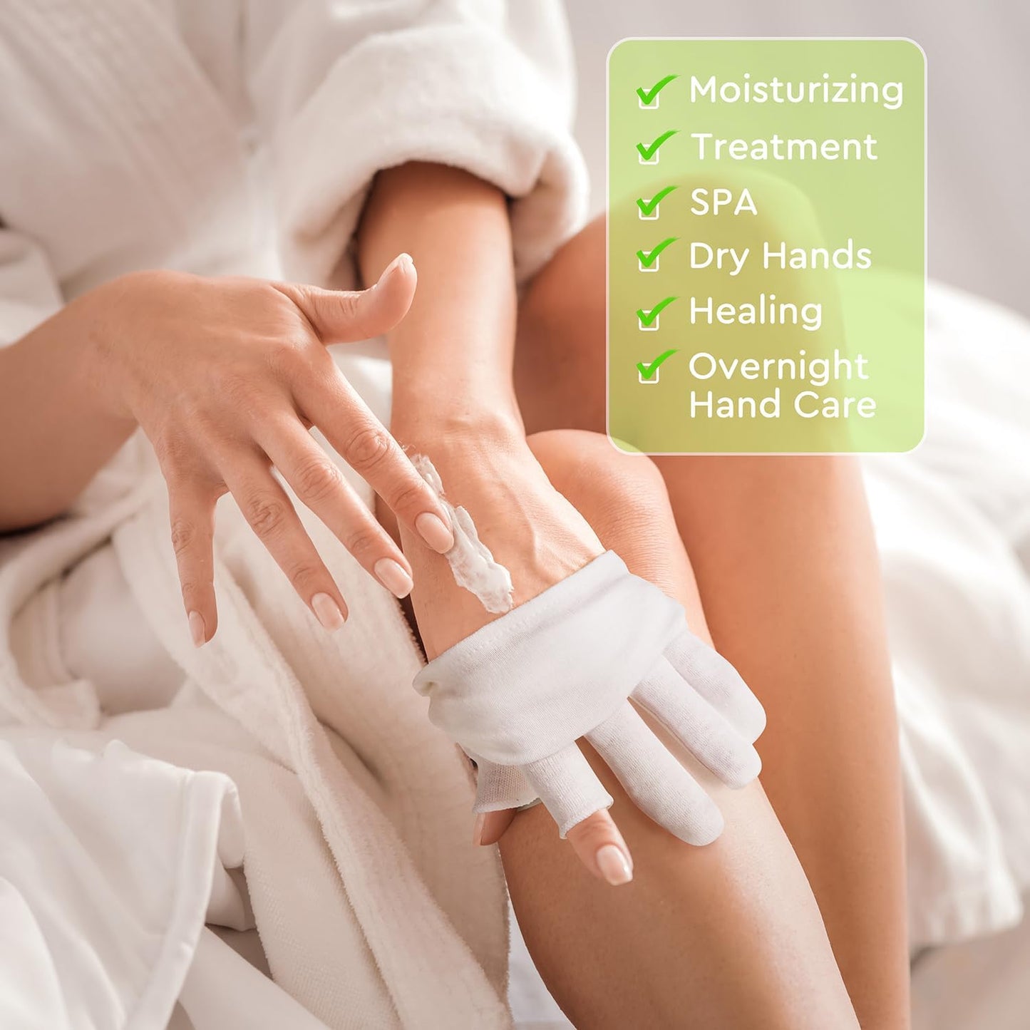 4 Pairs Cotton Moisturizing Gloves Touchscreen - 100% White Cotton Gloves for Dry Hands Eczema Sleeping Overnight Lotion Spa Treatment - Moisturizing Night Gloves