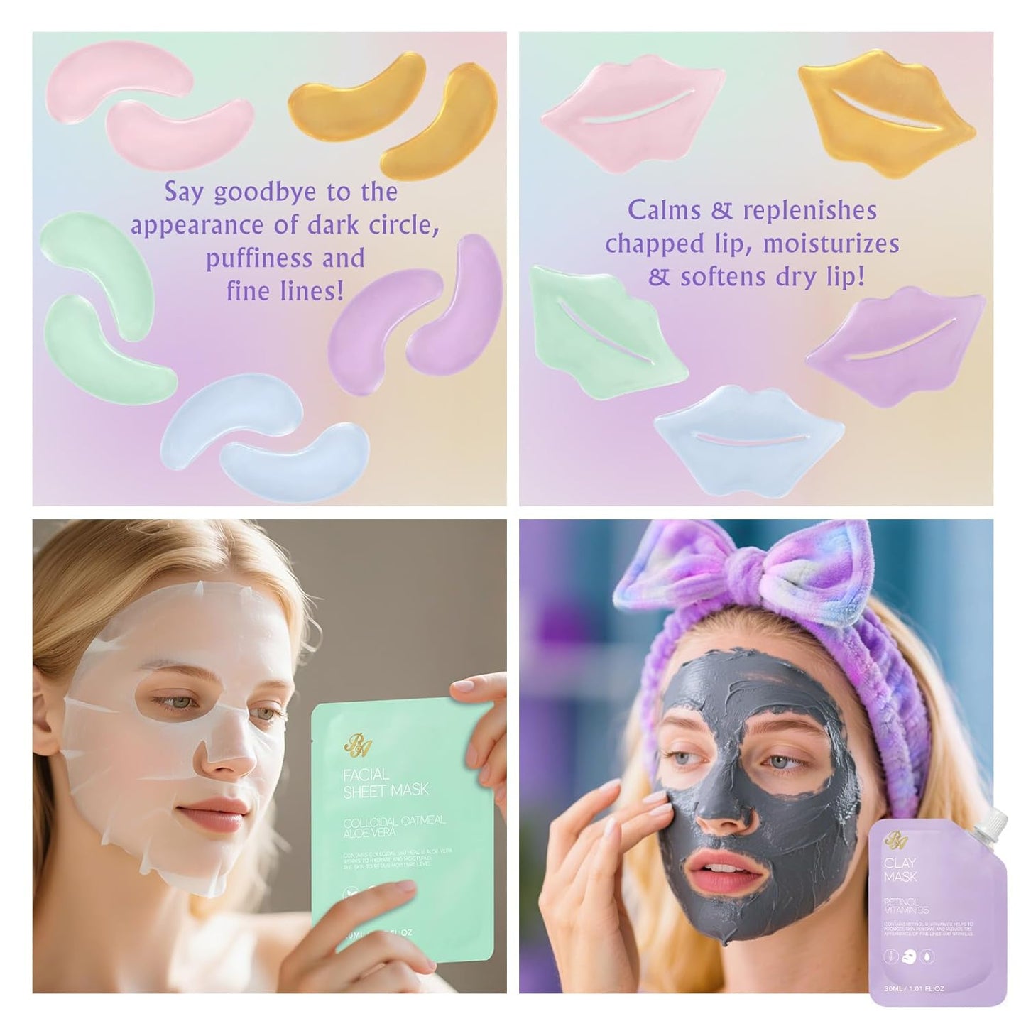 38 Pcs Skin Care Face Sheet Mask & Bath & Body Spa Gift Set for Women, Self-Care Relaxation Pampering Gift Basket, Bath Bomb, Eye Mask, Gua Sha, Face Serum, Lip Gloss, Christmas, Mother Day, Birthday
