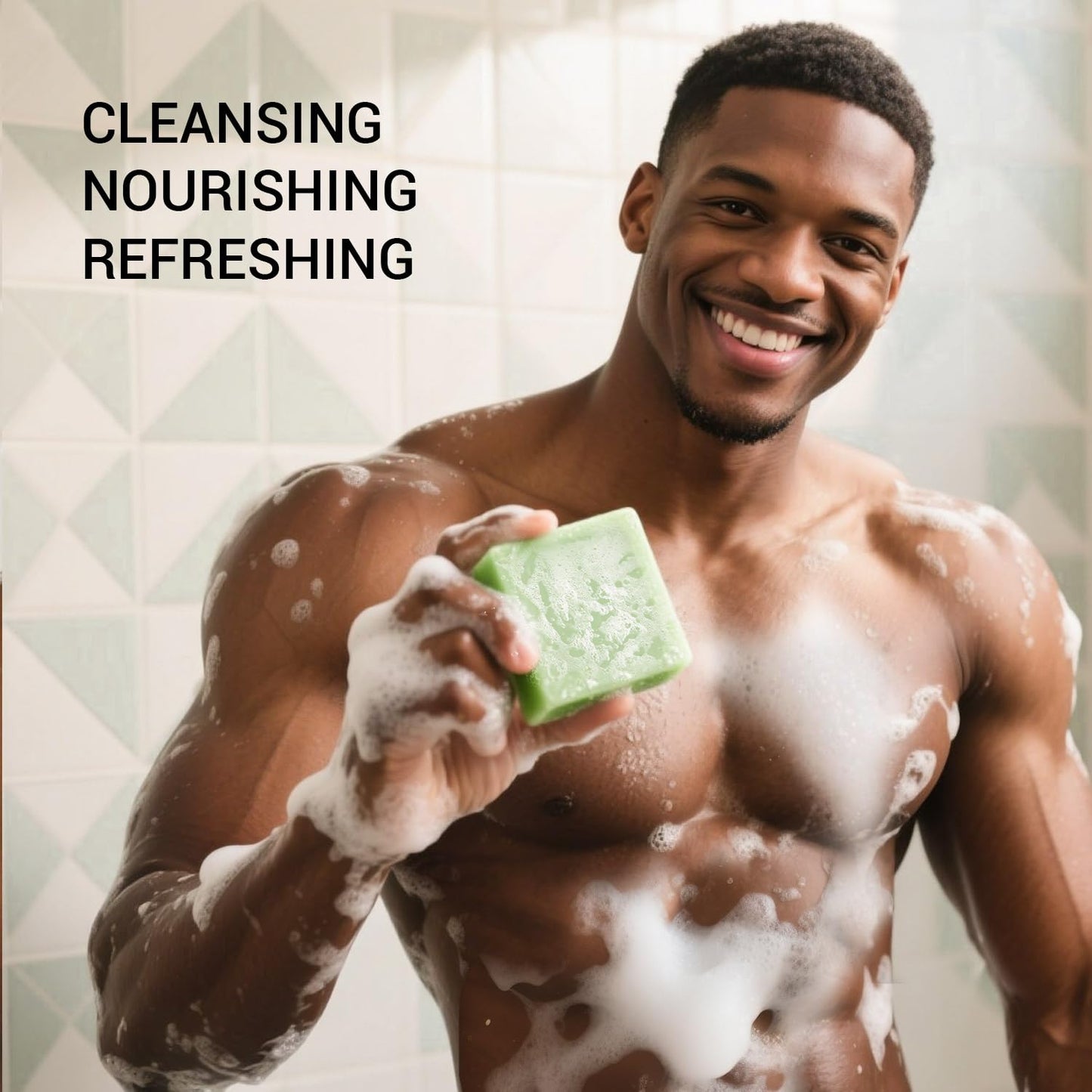 Rinse & Robust Mens Tea Tree Oil Soap Bar Set, 4Pcs Natural Handmade Tea Tree Soap with Shea Butter, Moisturizing & Exfoliating Bar Soap for Face Body Hands | 5.3 oz of 4 Bars