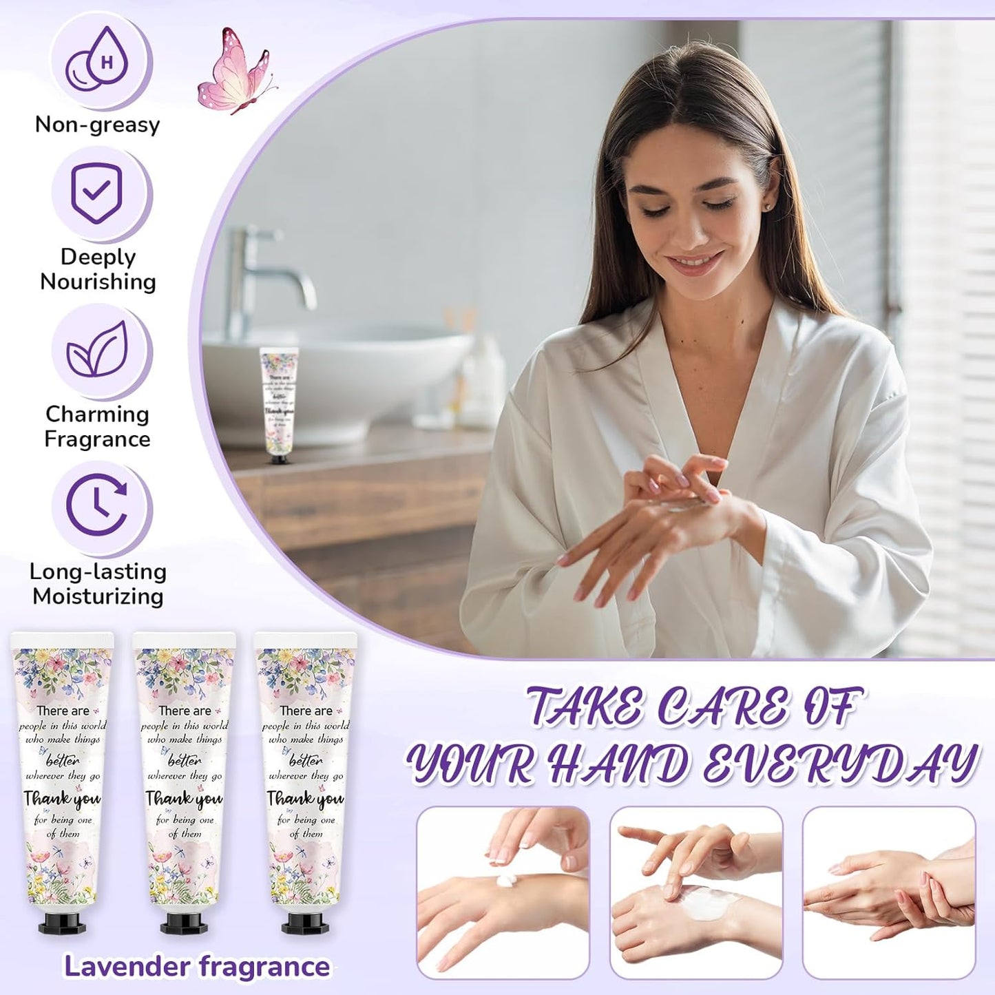 48 Sets Appreciation Thank You Hand Cream Bulk Baby Shower Favors Gifts Bridal Thank You Hand Cream for Guests Travel Size Lotion with Organza Bags