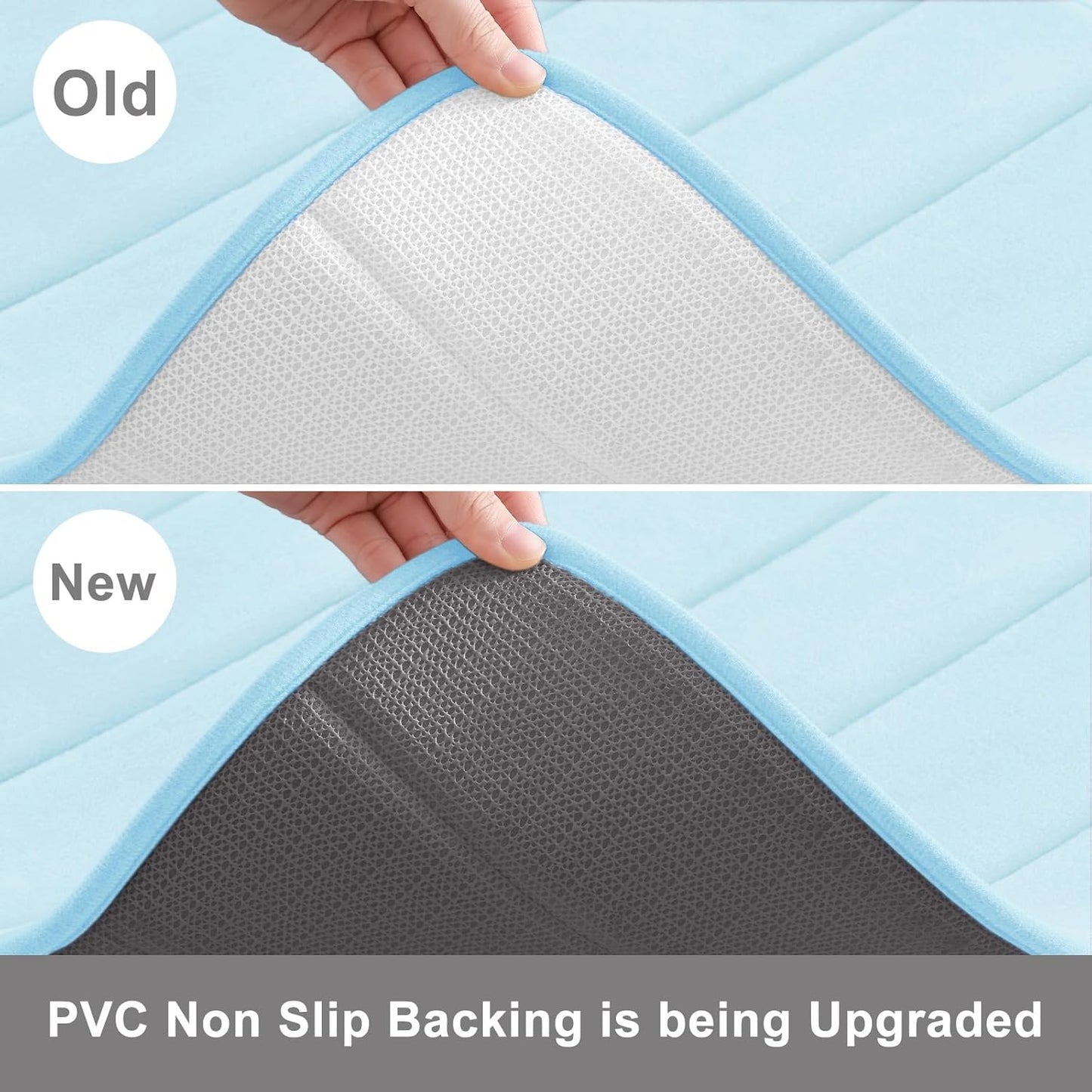 Buganda Memory Foam Bath Mat, 24" x 16", Ultra Soft and Non-Slip Bathroom Rugs, Water Absorbent and Machine Washable Bath Rug for Bathroom, Shower, and Tub, Light Blue