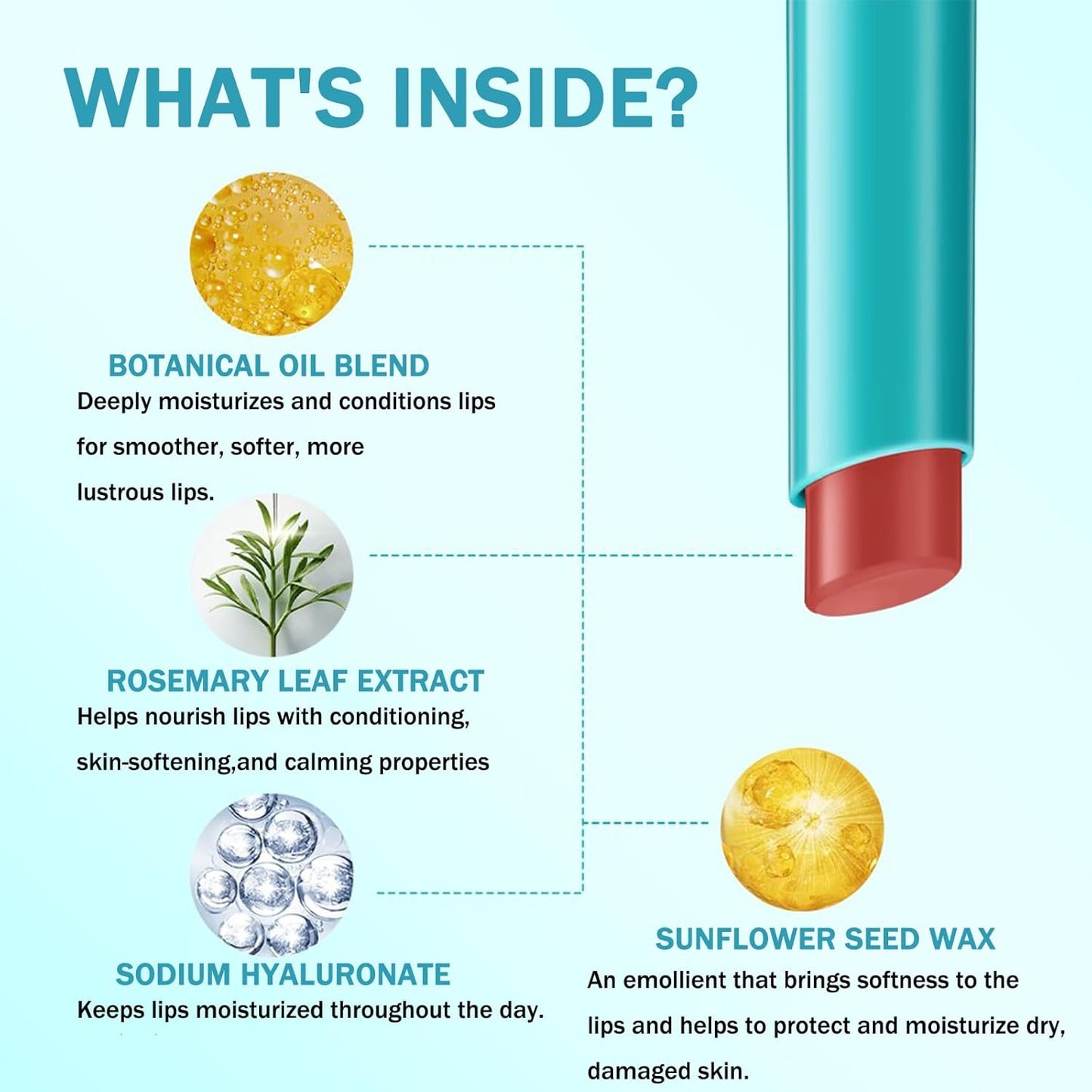 Lip Tint Hydrating, Moisturizing Lip Oil Balm, Long Lasting Waterproof Lip Gloss Non-Stick Cup Lipstick Set, Natural Ingredients Strong Moisturizing Lipstick (Clear Shimmer)