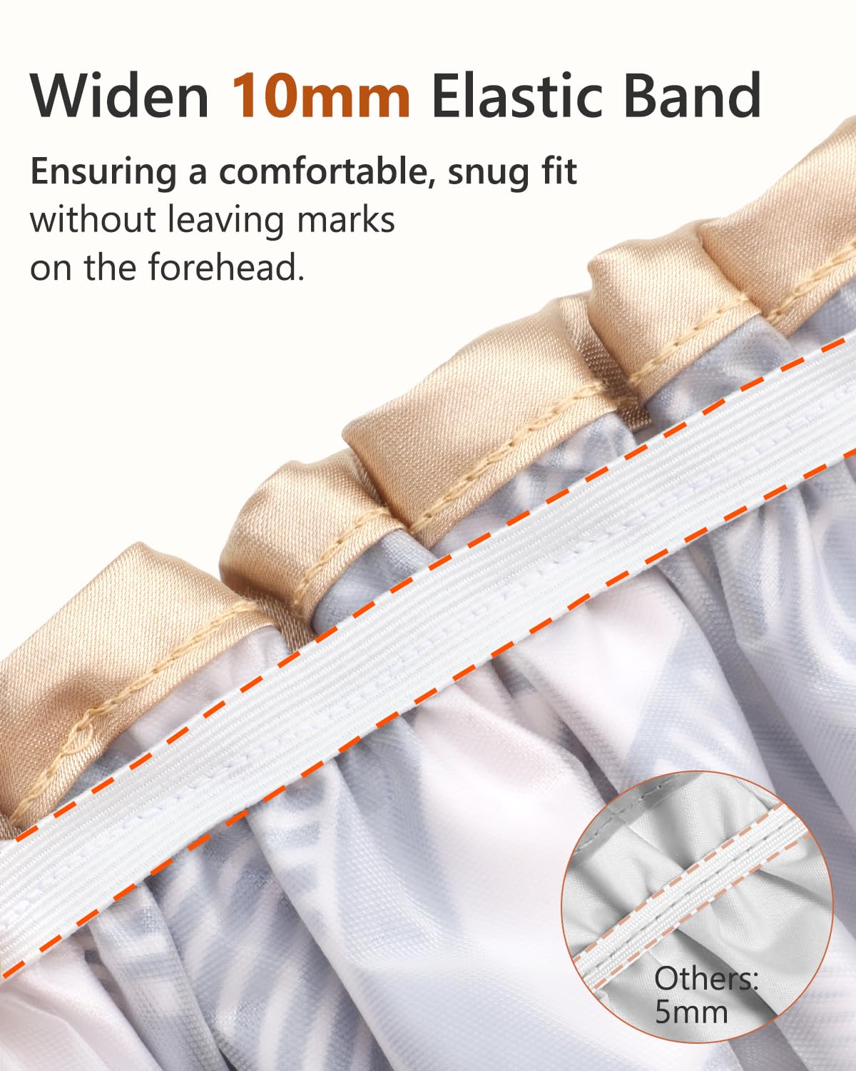 mikimini Large Shower Cap for Women Long Hair, Champagne Shower Caps with Lace, Double Layer Waterproof, Reusable, Washable, High-quality