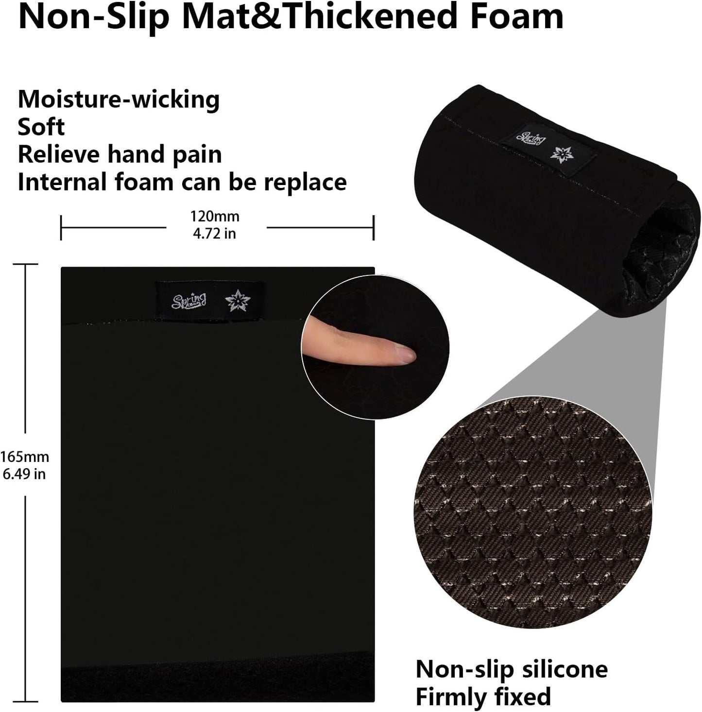 Universal Walker Hand Grip Padded Covers Non-Slip Cushion Foam for Folding Wheelchair Rollator Crutch Handle Pads 2-Pack Black