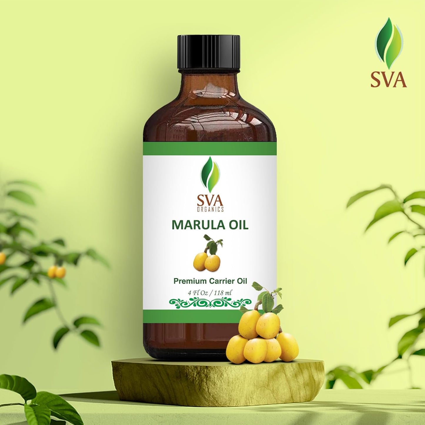SVA Organic Marula Seed Oil - 4 Fl Oz - 100% Natural Cold Pressed Virgin Marula Oil Organic - for Face, Skin Care, Hair Care, Scalp Massage & Body Massage – Unrefined Carrier Oil with Dropper
