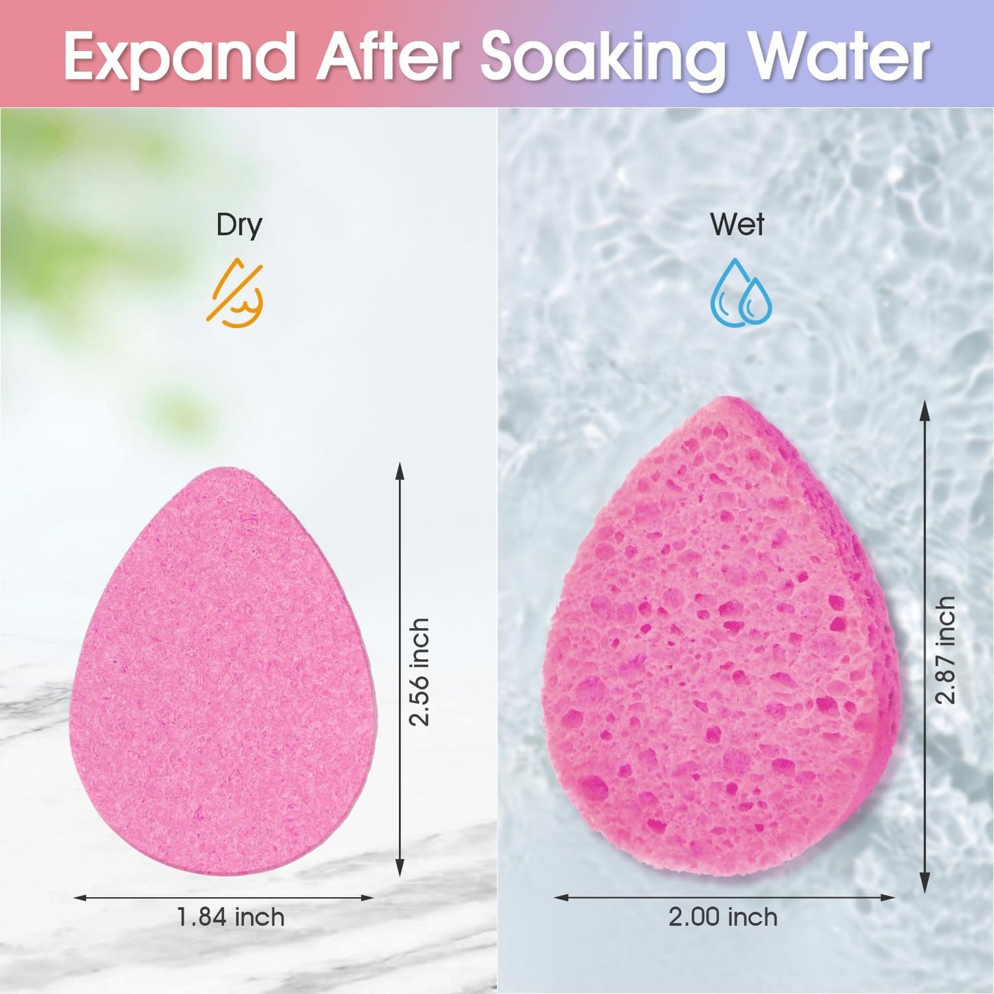 ORIGHTY 96 Count Facial Sponges for Cleansing, 100% Natural Cellulose Facial Sponges for Washing face, Compressed Cosmetic Spa Face Sponge for Exfoliating Mask, Makeup Removal, Pink