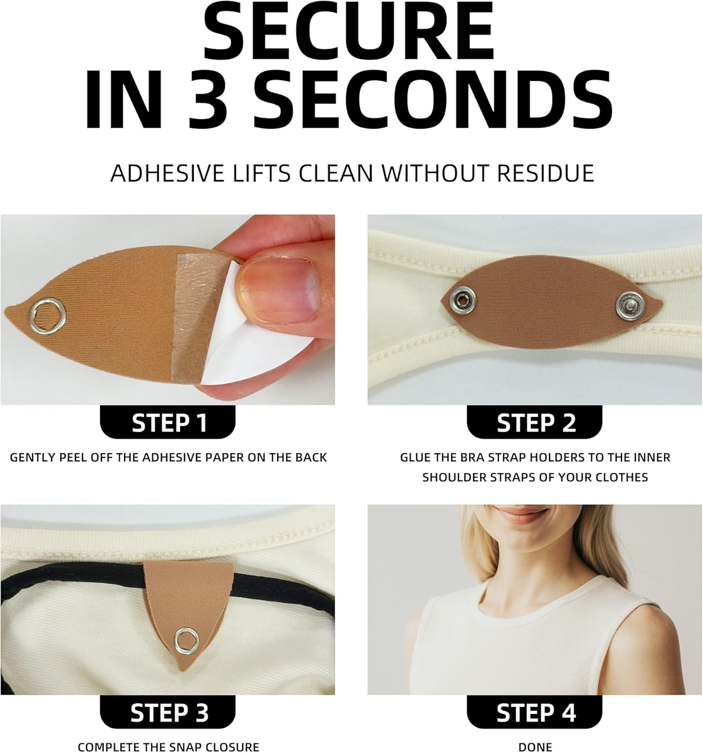 Bra Strap Holders For Women Snap-On Shoulder Strap Retainers For Slipping Prevention, Invisible Bra Fix For Dress&Tops