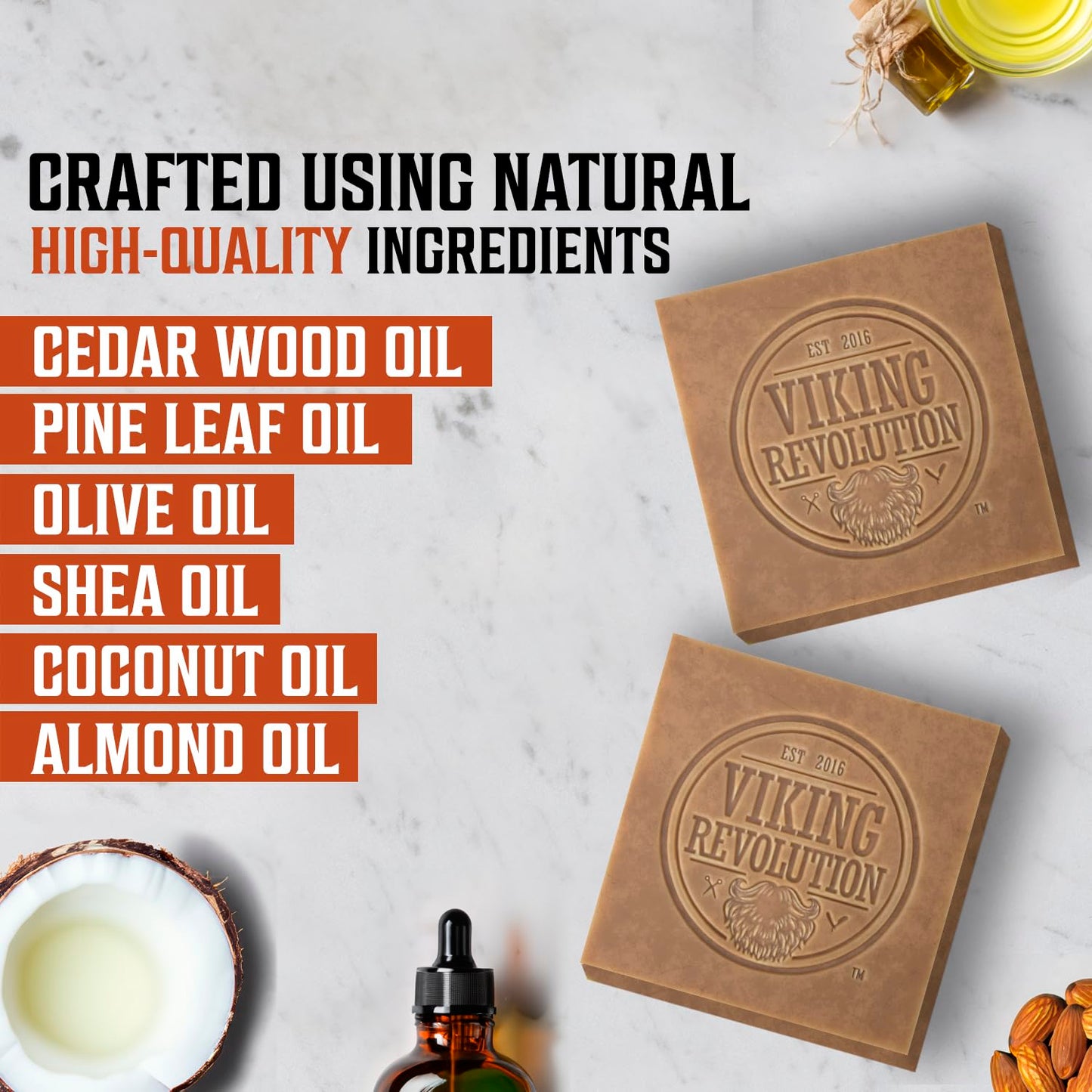 Viking Revolution Cedarwood and Pine Natural Soap for Men - Mens Soap Bar with Essential Oils Cold Pressed Bar Soap for Men - Nourishing Mens Bar Soap with Coconut Oil, Shea Oil, Almond Oil (2 Pack)