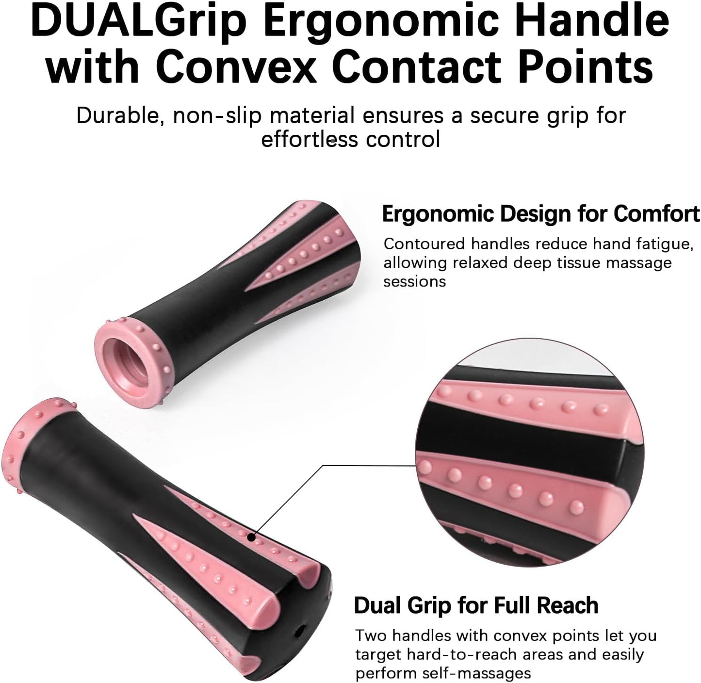Muscle Roller Stick for Athletes - Deep Tissue Fascia Blaster & Roller Massager for Myofascial Pain Relief - Handheld Physical Therapy & Recovery Tool(Pink black-18 inch)