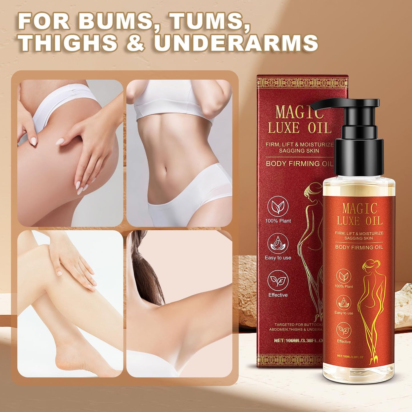 Magic luxury body oil Magic Body Firming Oil – 3.38 FL OZ Hydrating & Tightening Oil for Women | Fast-Absorbing, Non-Greasy, Natural Ingredients | After-Shower Skin Care & Spa Gift