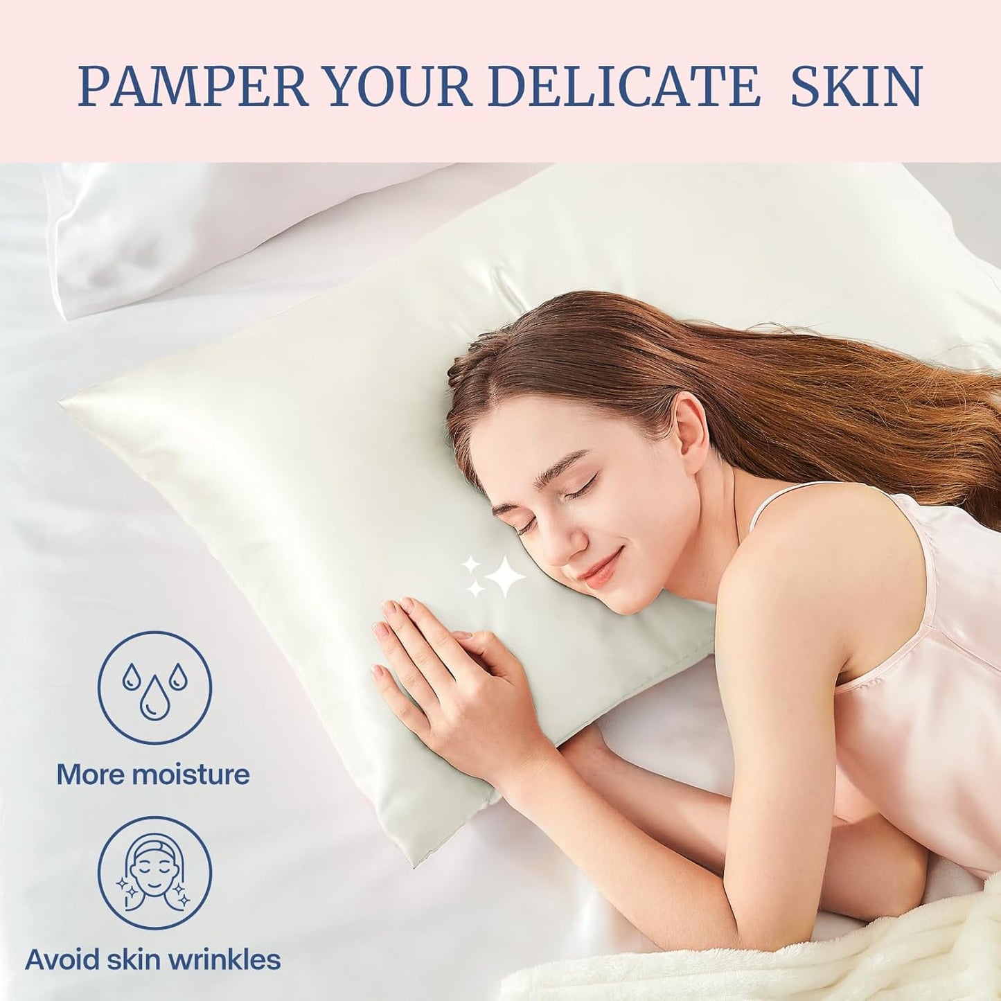 BEDELITE Satin Pillowcase for Hair and Skin, Super Soft Similar to Silk Pillow Cases 4 Pack with Envelope Closure, Cooling Pillowcases for Women Men (20"x30" Queen Size, Ivory)