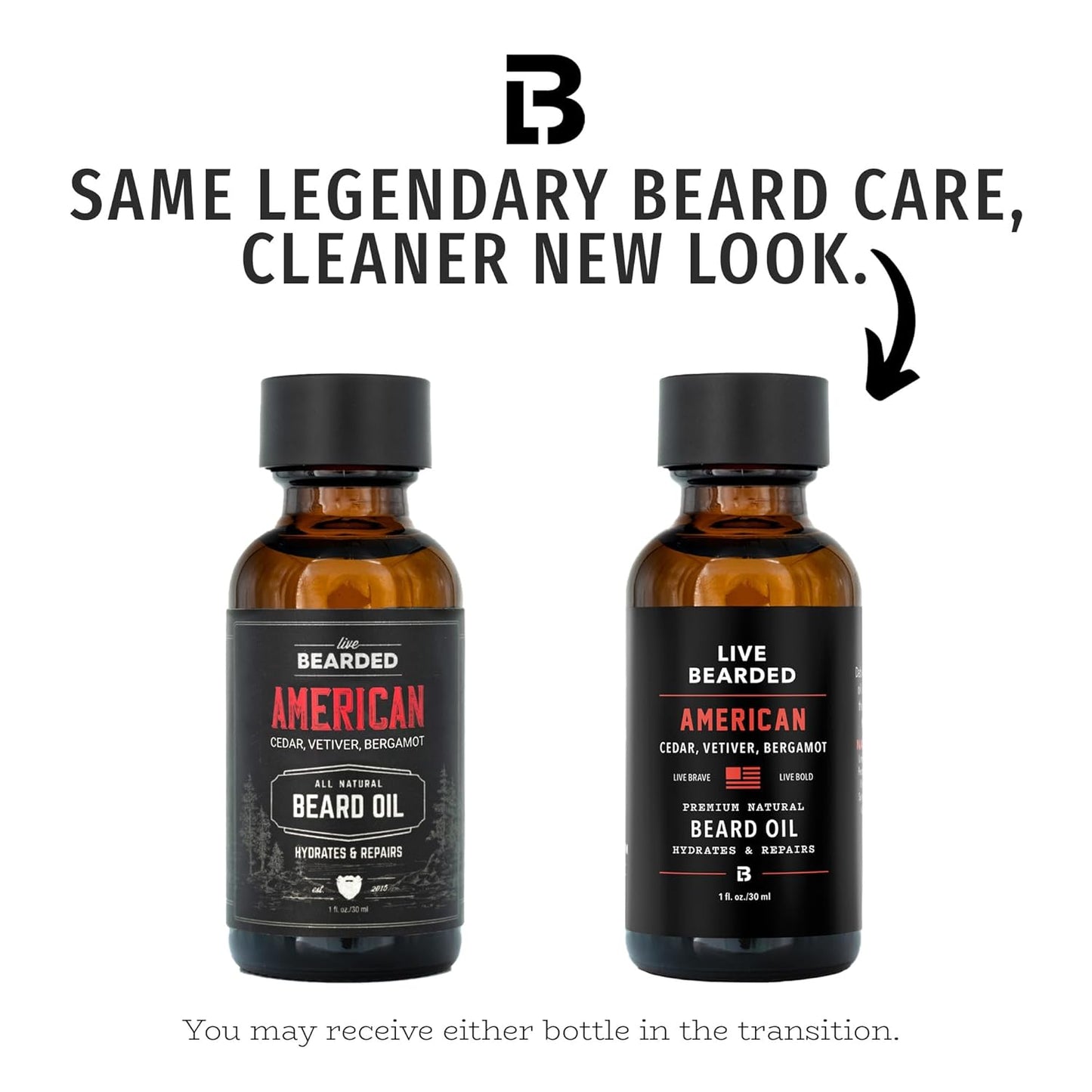 Live Bearded: Premium All-Natural Beard Oil for Men with Jojoba Oil Beard Care - 1 fl oz - Made in the USA - Beard Oil for Dry Flaky Skin - American Scent: Cedar, Vetiver, Bergamont