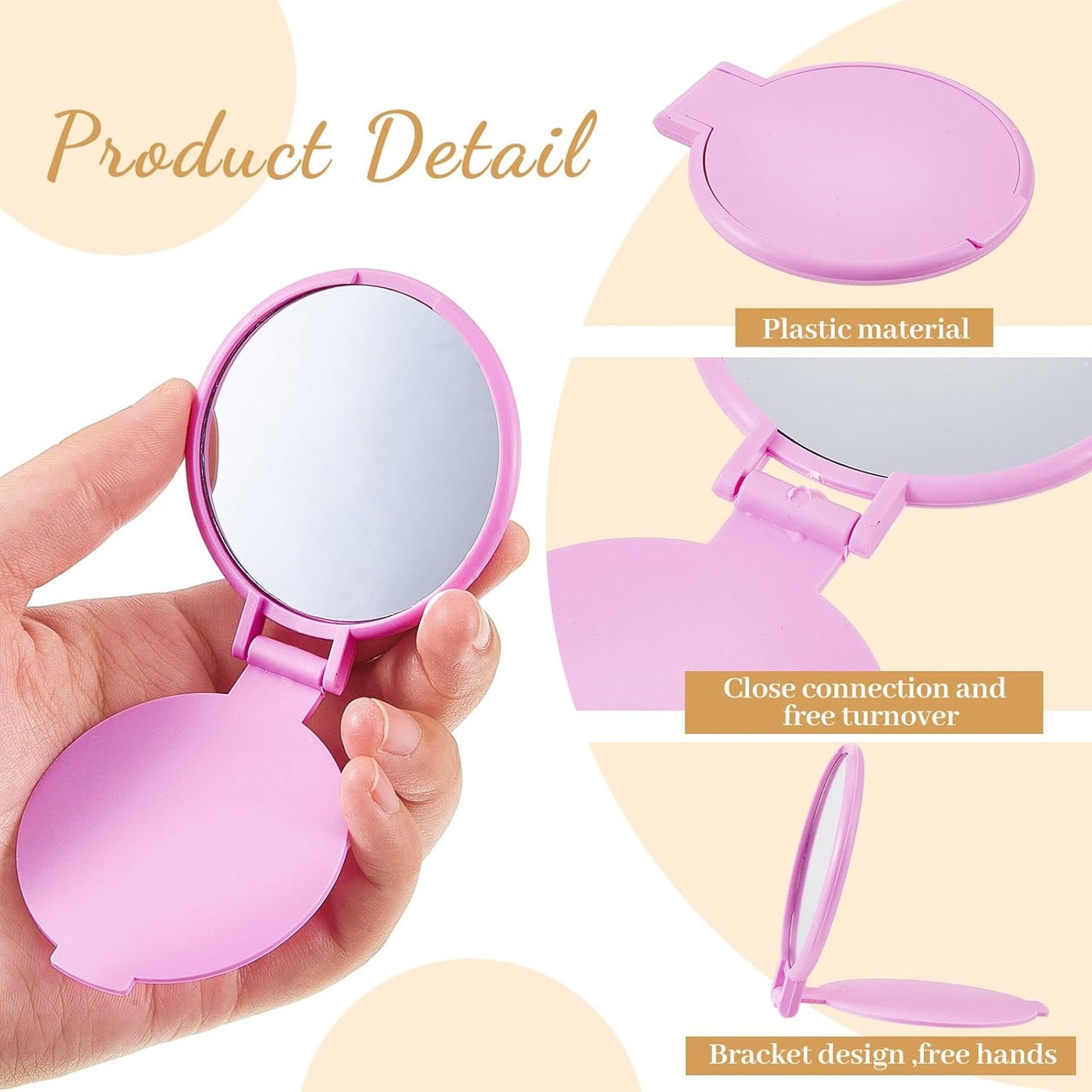 Juexica 100 Pcs Compact Mirror Bulk for Women Mini Folding Mirror Portable Pocket Makeup Round Small Vintage Travel for Cosmetic Purse Bag Gifts Mom Daily Use (Classic Colors)