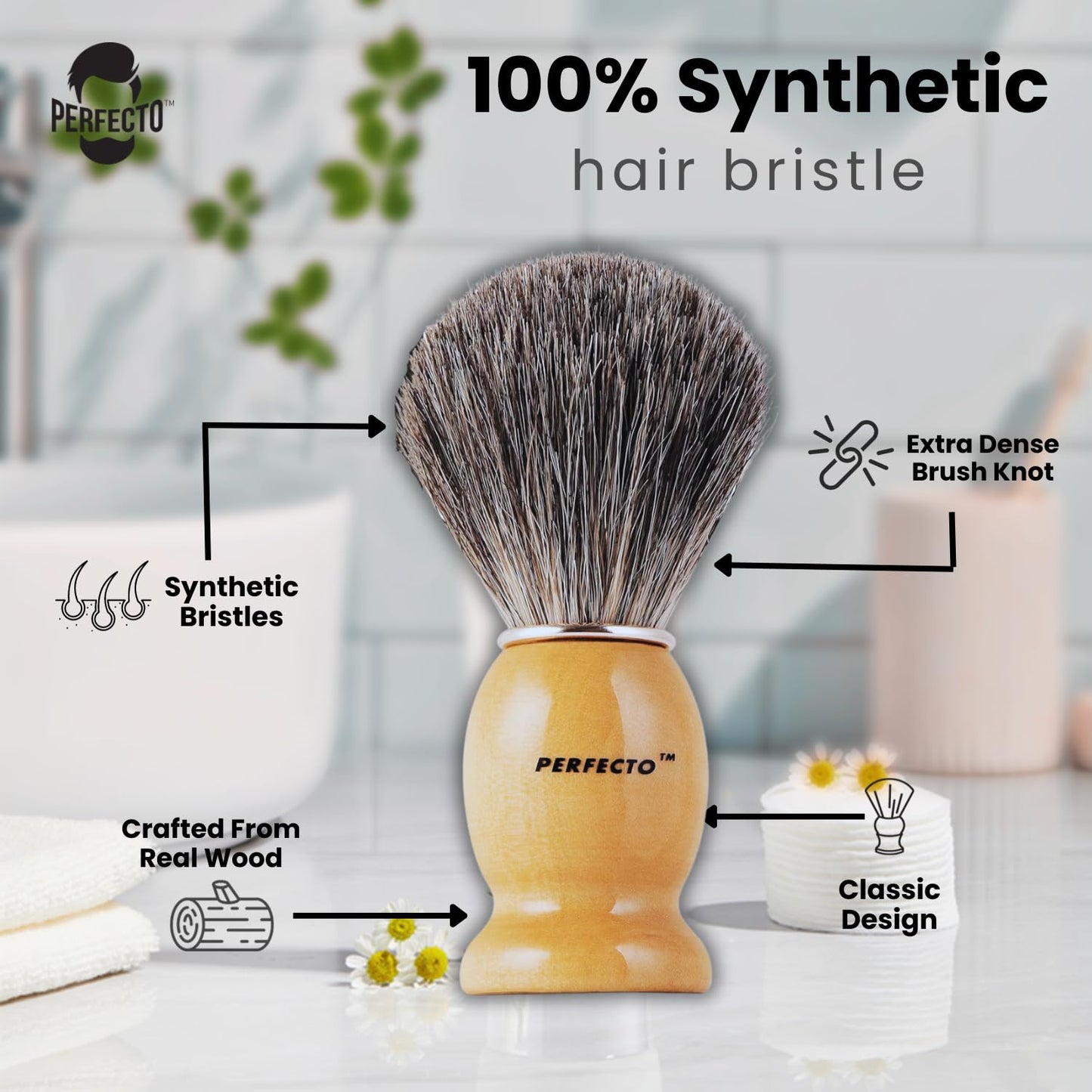 Synthetic Bristles Shaving Brush For Men, Engineered for The Best Shave of Your Life. Shaving Brush - Shave Brush for Wet Shave for Safety Razor, Double Edge Razor, Straight Razor, Shaving Razor