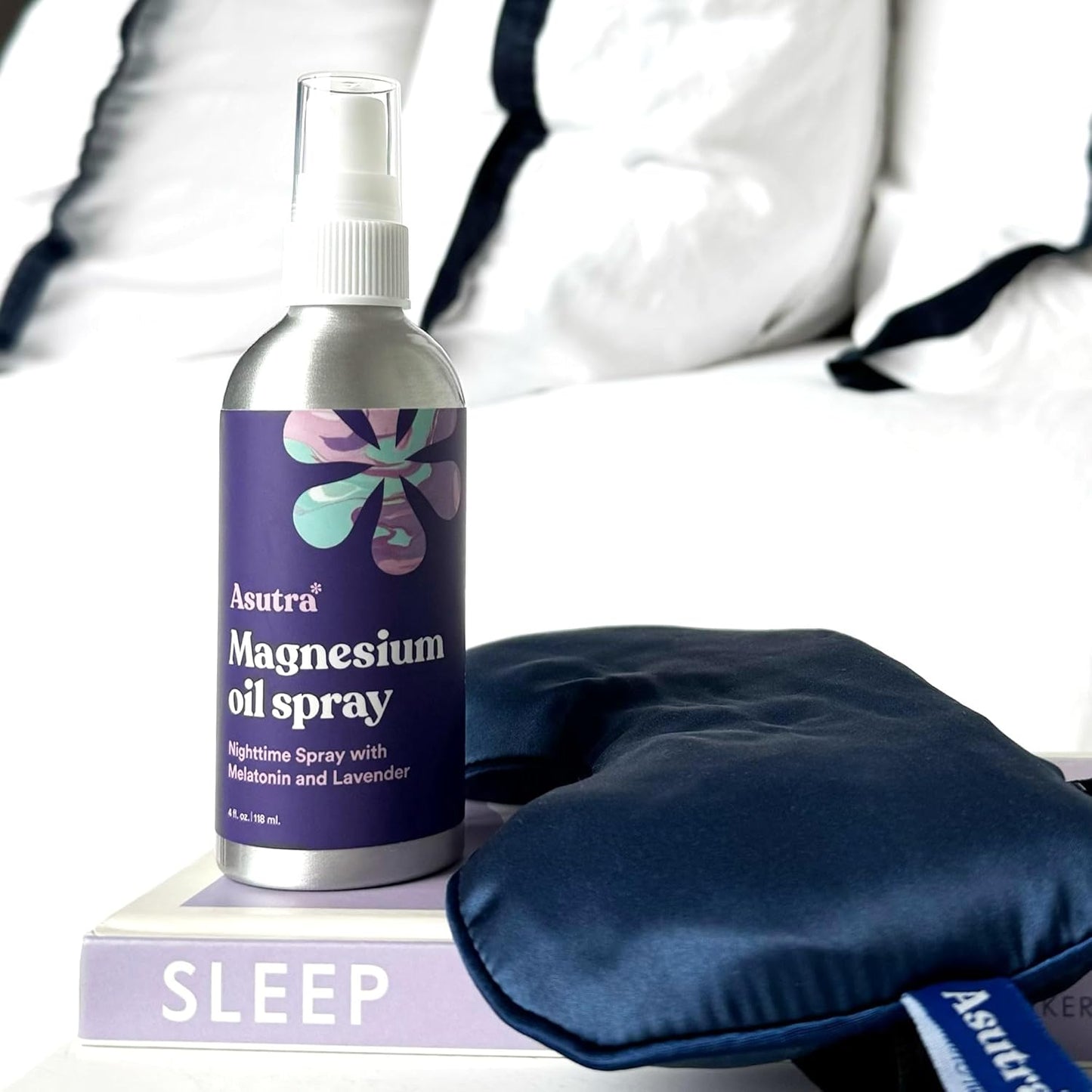 ASUTRA Topical Magnesium Chloride Oil Spray with Lavender and Melatonin, 4 fl oz