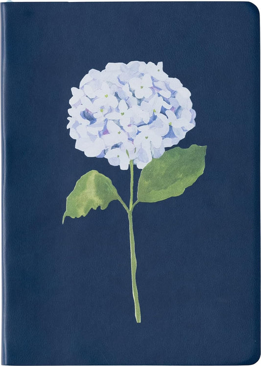 Eccolo Hydrangea Writing Journal Notebook, 256 White Lined Pages, Super Flexible Cover, 5-x-7-inch