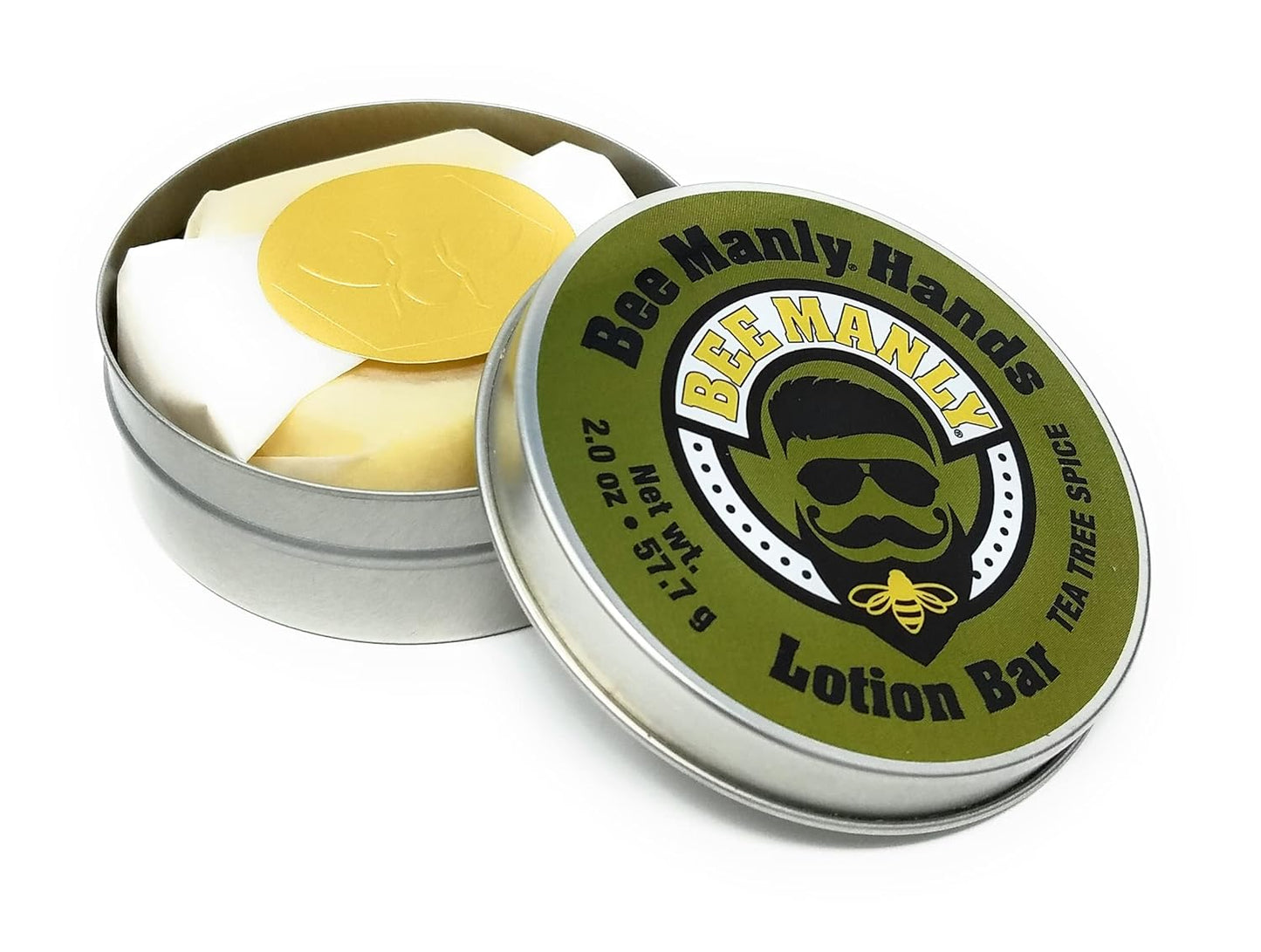Honey House Naturals Bee Manly Hands Bee Bar -Tea Tree Spice - All Natural Ultra Moisturizing Lotion Bar Infused with Essential Oils in Masculine Scents – Made in USA (Tea Tree Spice)