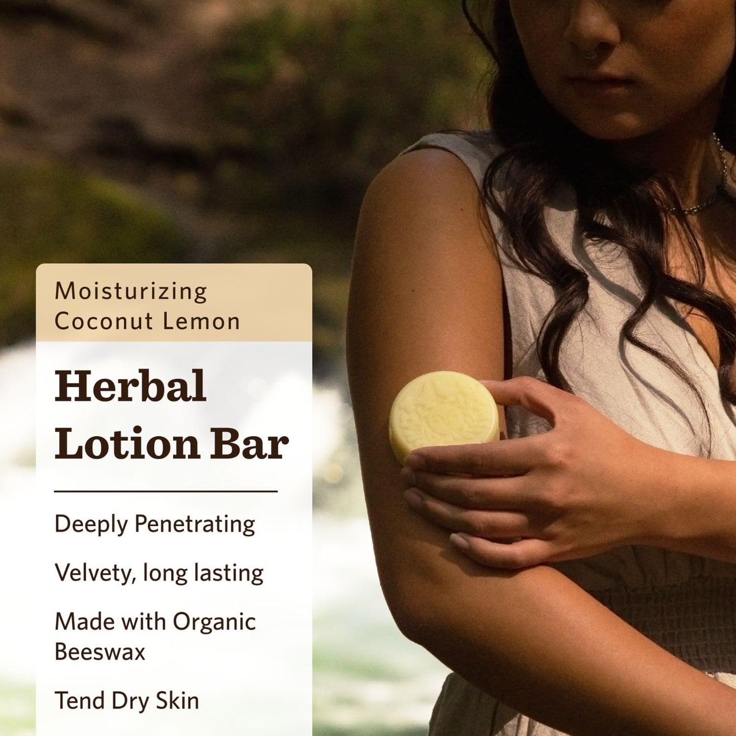 Moon Valley Organics Herbal Lotion Bar in Coconut Lemon, Moon Melt Bar, Calendula and Comfrey, Beeswax, Heal and Restore Chapped Skin, Soothing