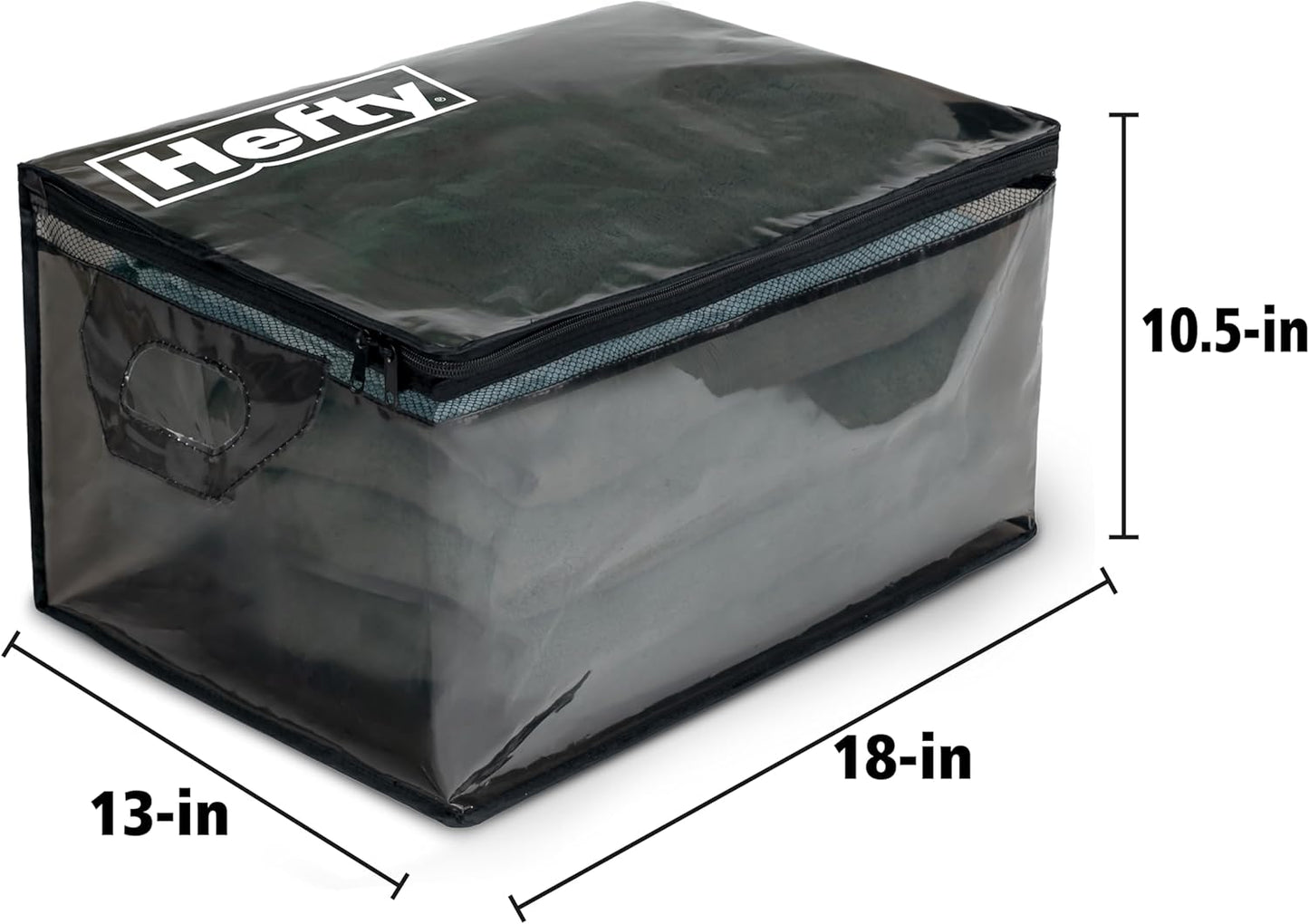 Hefty Large Flexible Tote with Breathable Mesh, Double Zipper, 2 Handles – Ideal for Moving or Clothes & Apparel Storage, Alternative to Plastic Bin, Organizer or Container – 2 Pack