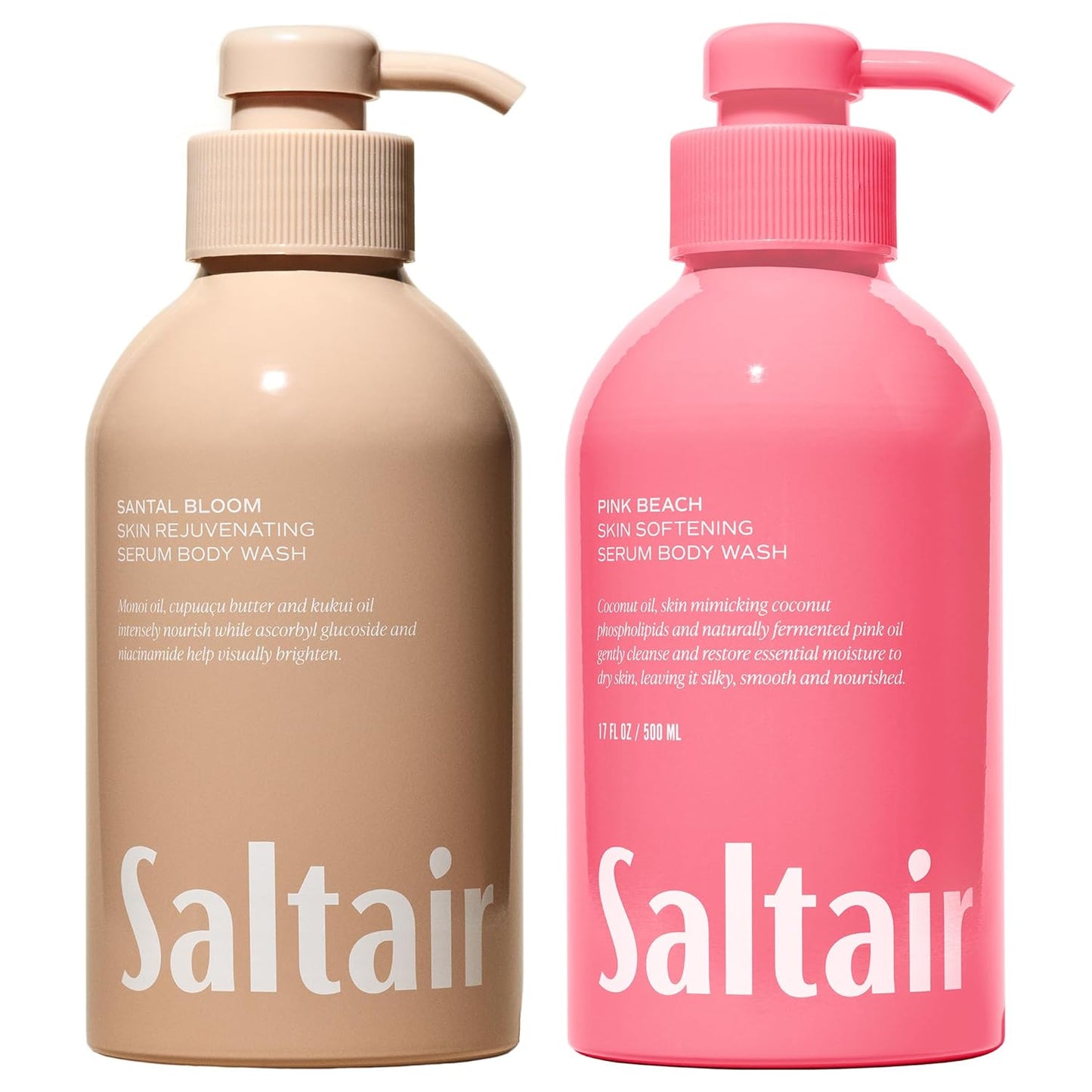 Saltair Body Wash, Signature Scents 2-Pack. Moisturizing Body Cleanser with Monoi Oil and Cupuacu Butter. Luxury Shower Gel for Women and Men. Vegan, Cruelty-Free, Paraben-Free. 2x 17oz Pump Bottles
