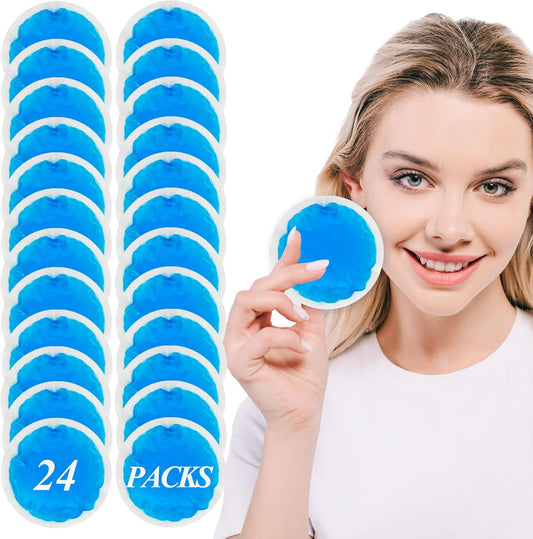 24 Pack Small Ice Packs for Injuries Reusable,Hot & Cold Gel Ice Packs for Face,Eyes,Neck,Wisdom Teeth,Headache,Allergies,Shoulder Pain Relief,Warm & Cold Compress for Boo Boos Kids (24Blue)