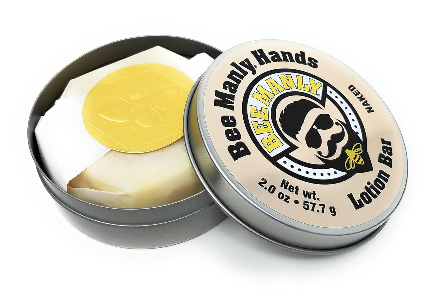 Honey House Naturals Bee Manly Hands Bee Bar -Naked - All Natural Ultra Moisturizing Lotion Bar Infused with Essential Oils in Masculine Scents – Made in USA (Naked)