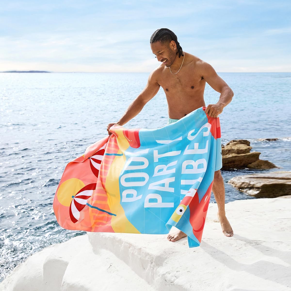 Dock & Bay Beach Towel - Quick Dry, Sand Free - Compact, Lightweight - 100% Recycled - Includes Bag - Party in Pink - Set of 4 - Extra Large (200x90cm, 78x35)