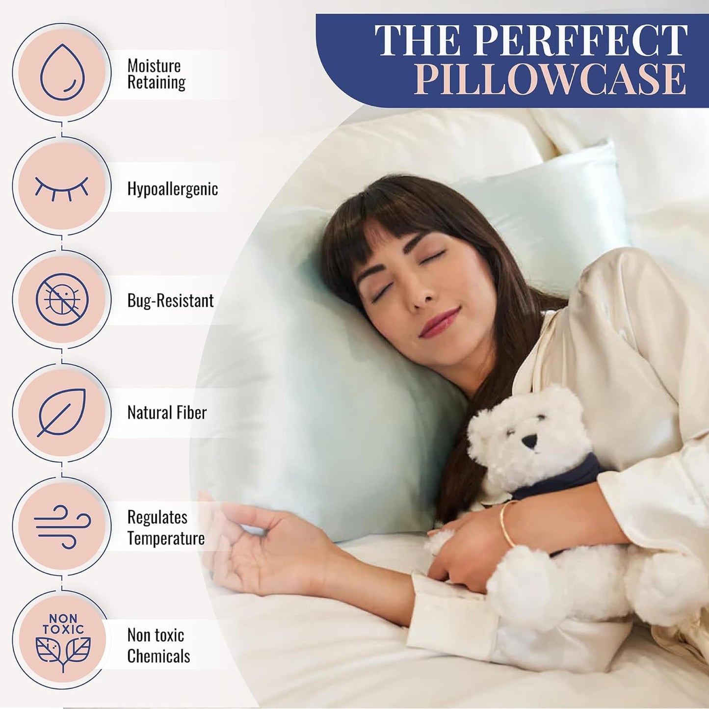 Blissy Silk Pillowcase - 100% Pure Mulberry Silk - 22 Momme 6A High-Grade Fibers - Silk Pillow Cover for Hair & Skin - Regular, Queen & King (Mint, Standard)