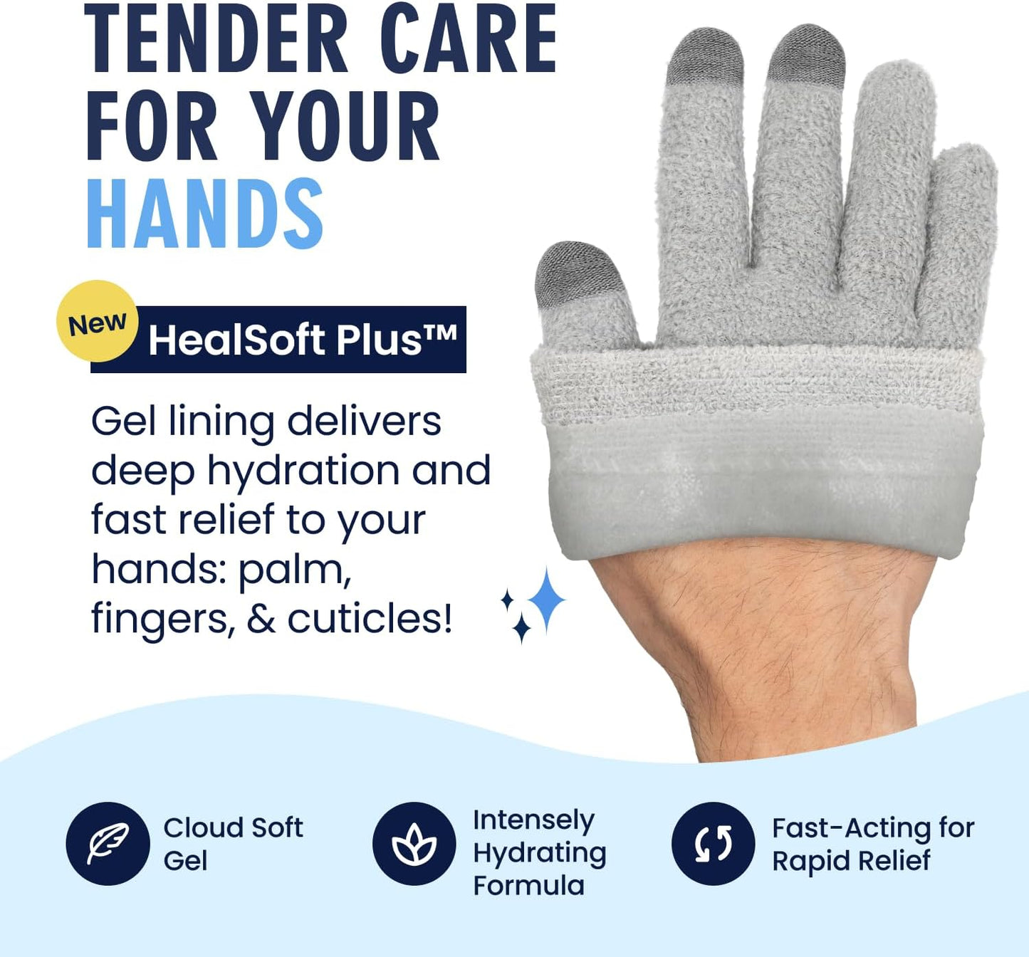Dr. Frederick’s Original Moisturizing Gel Gloves – Deep Moisturizing and Fast Relief for Dry Hands – Touchscreen-Friendly – Mango Butter, Shea Butter, Jojoba, & Coconut Oil (Mellow Moon)