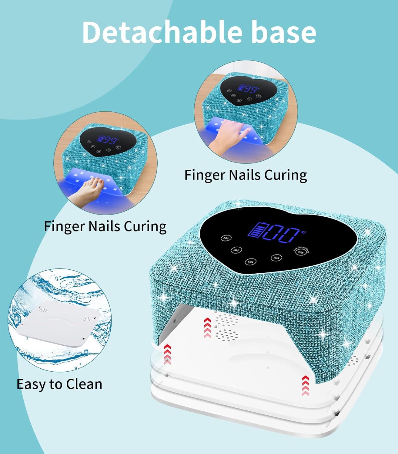 UV Light for Nails, HUGMAPLE UV Nail Lamp 72W, Rechargeable Cordless Diamond LED Dryer, Fast Light Curing Lamp with 5 Timer Setting,Touch Control & Auto Sensor for Salon & Home
