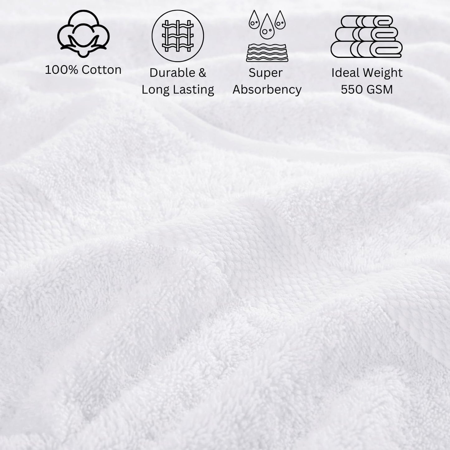LANE LINEN 24 Piece Bathroom Towels – 100% Cotton Bath Towels Set, Quick Dry, Durable & Absorbent, 2 Bath Sheets, 4 Fingertip, 4 Bath, 6 Hand Towel & 8 Washcloths, Comfort Made for Family – White