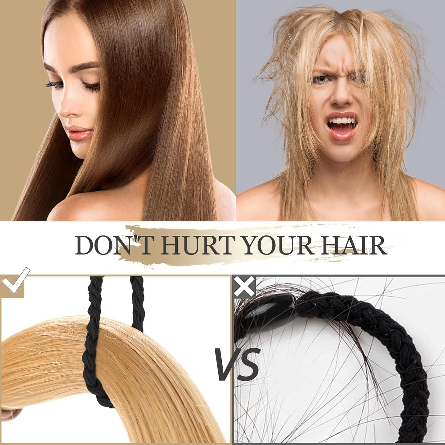 Hair Tie Bracelet, 5 Pcs Boho Hair Ties For Girls and Women, Elastic Hair Ties, Hair Bands For Ponytails, Ponytail Holder For Daily Life, Sport, Cooking, Working (Set 15)