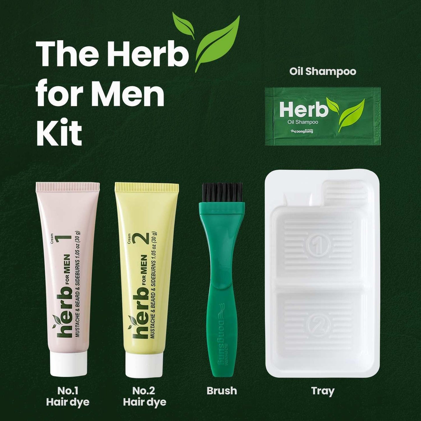 Herb For Men Mustache & Beard Dye (Deep Brown, 3 Pack), PPD-Free Ammonia-Free Hypoallergenic Beard Dye Vegan with Natural Ingredients, Odorless, Gentle for Sensitive Skin, No Skin Irritation