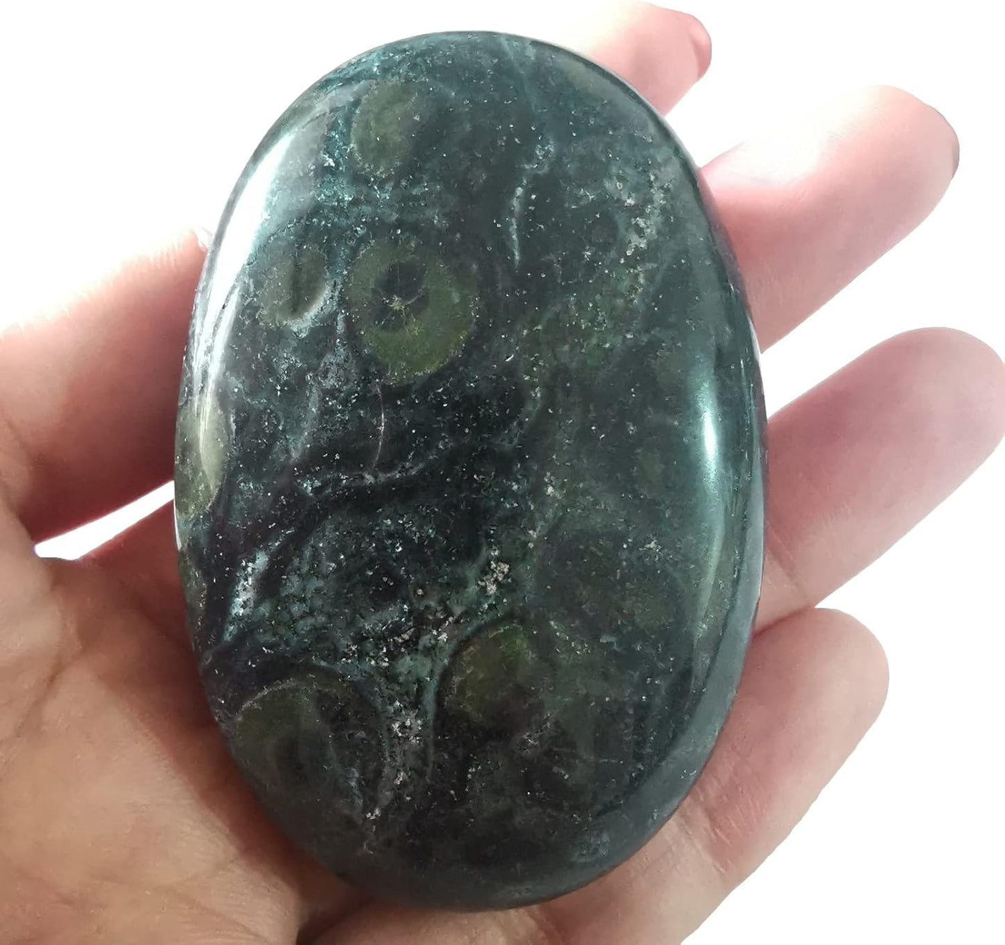 Natural Kambaba Jasper Oval Polished Worry Stones, Healing Crystal Indoor Fountain Stones Massage Energy Anxiety Relief Items