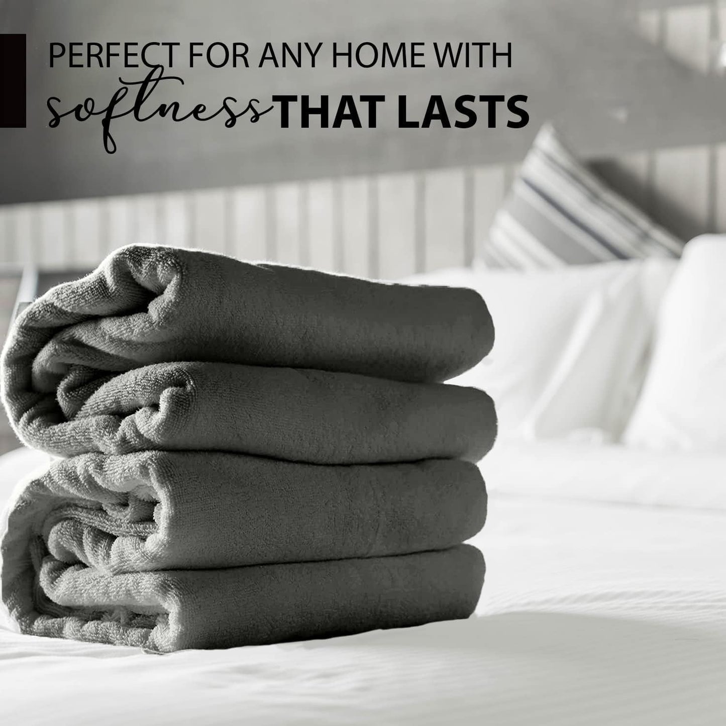 100% Cotton Bath Towels, 24x48 Pack of 6 Towels, Quick Dry, Highly Absorbent, Soft Feel Towel, Gym, Spa, Bathroom, Shower, Pool, Luxury Soft Towels (Light Grey, 24x48-6 Pack)