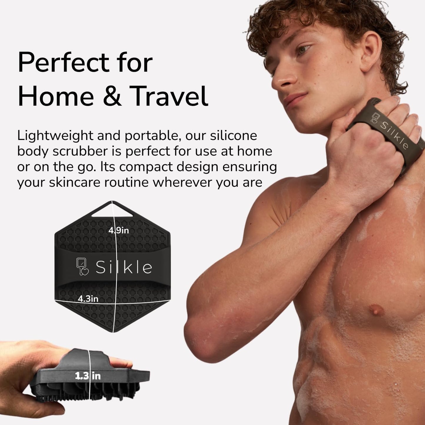 Silicone Body Scrubber - Exfoliating Bath Brush and Skin Cleanser - Shower Sponge for Gentle Body Scrub and Wash - Silicone Scrubbing Care Tool for a Refreshed and Renewed You - Black