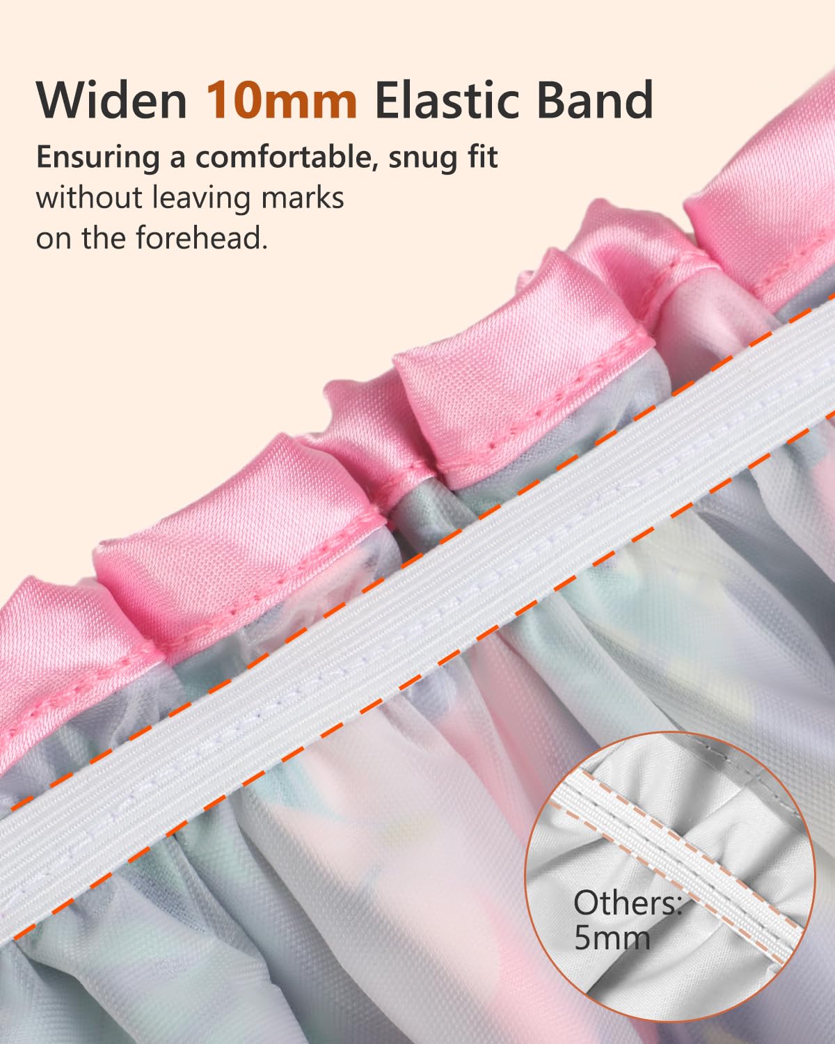 mikimini Rainforest Large Shower Caps Pack of 2, Shower Cap for Women Long Hair with Pink Lace, Reusable Waterproof Shower Hat for Girls