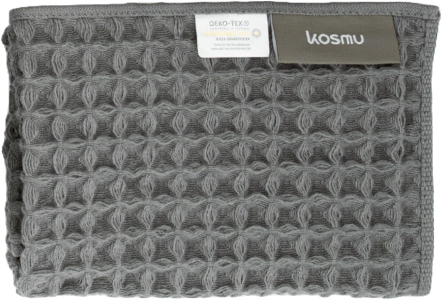 Luxury Japanese Cotton Silk Waffle Bath Towel | Plush, Absorbent, and Quick Dry (Smoke Grey, Face Towel, 16" x 16")