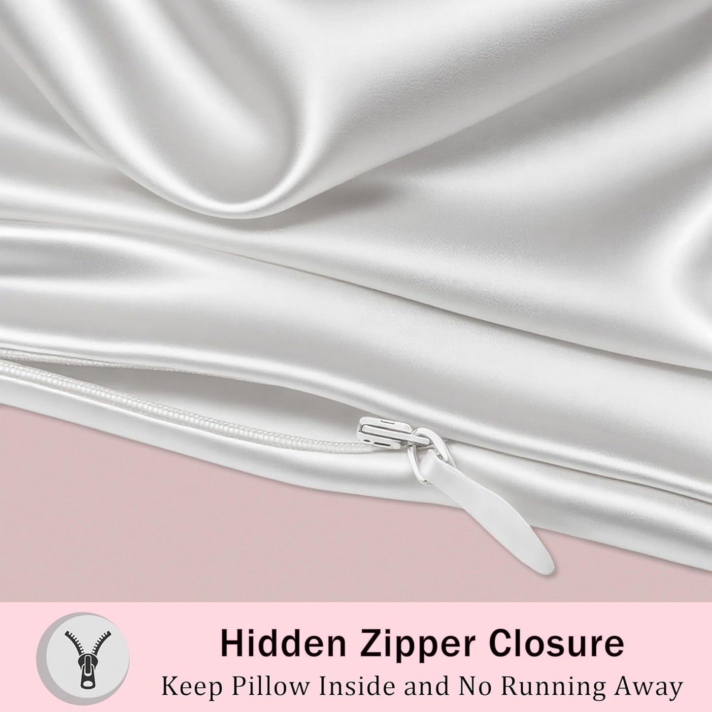 Mulberry Silk Pillow Cases with Zipper, Ultra Smooth Soft Breathable Cooling Pillow Cases for Hot Sleepers, Silk Satin Pillowcase for Hair and Skin, Gifts for Women (Cream White, King Size, 1 Pack)