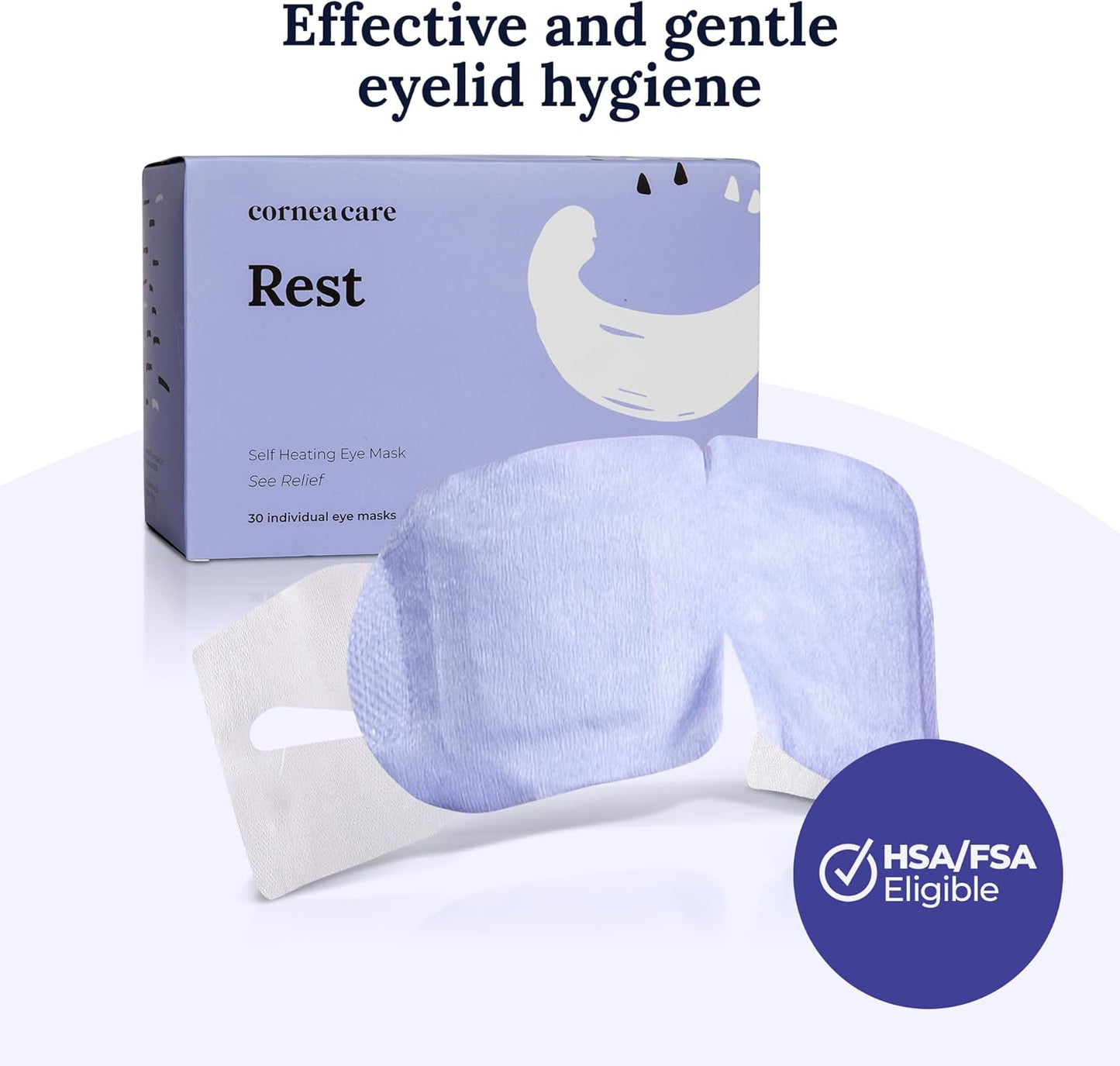 CorneaCare Rest: Self Heating Warm Compress for Dry Eyes | Heated Eye Mask for Fast Relief | No Microwave or Washcloth Needed | Travel Ready | 30 Count