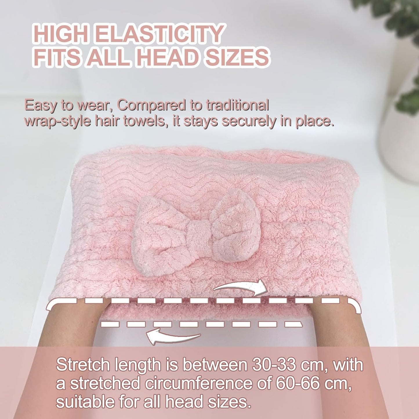 Jseng 3Packs Microfiber Hair Towel for Women - Quick-Drying, Super Absorbent Hair Wrap with Bow Design, Soft Hair Towel Turban for Curly Long Wet Hair