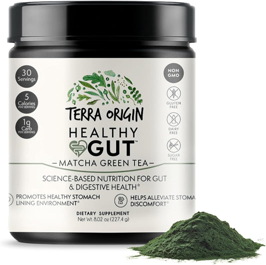 Healthy Gut Matcha Green Tea | 30-Servings with L-Glutamine, Zinc, Glucosamine, Slippery Elm Bark and More!