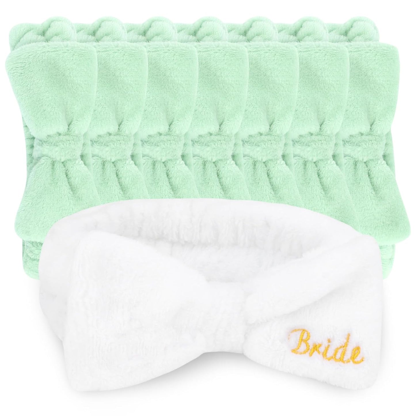 CIEHER 8 Pack White & Green Spa Headband for Bachelorette Party Favors, Bachelorette Party Spa Headband for Bride Bridesmaid, Bachelorette Gifts for Bride Skincare Makeup Headbands Face Wash Headbands