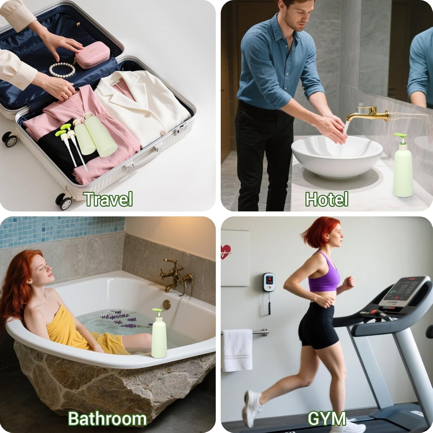 16.9oz Travel Shampoo Bottle with Flip Cap, Refillable Plastic Pump Bottles Dispenser for Soap, Shampoo, Lotions, Liquid Body Wash, Creams and Massage Oil (2Pack, 16.9oz/500ml)