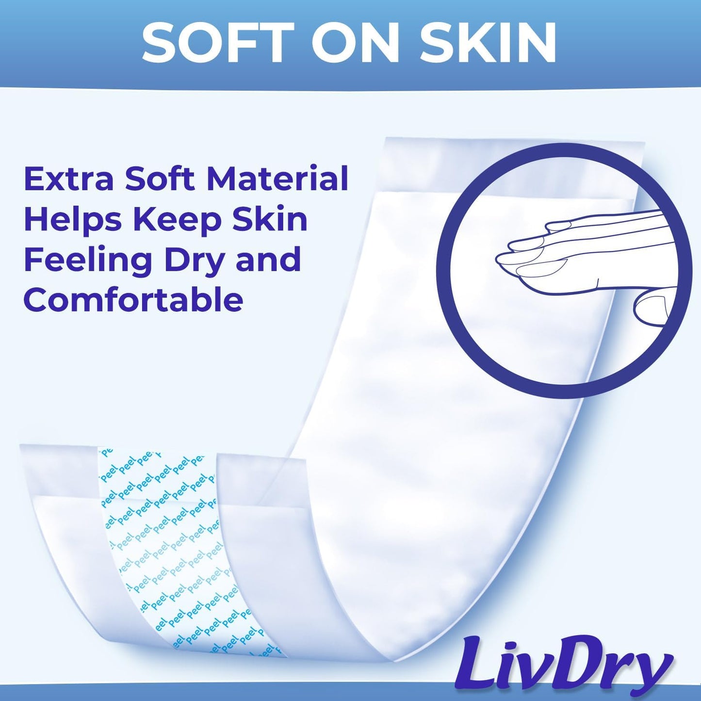 LivDry Incontinence Booster Pads, Use with Adult Diapers for Women and Men, Extra Comfort Softness, Disposable Pad (160 Count, Regular Length)