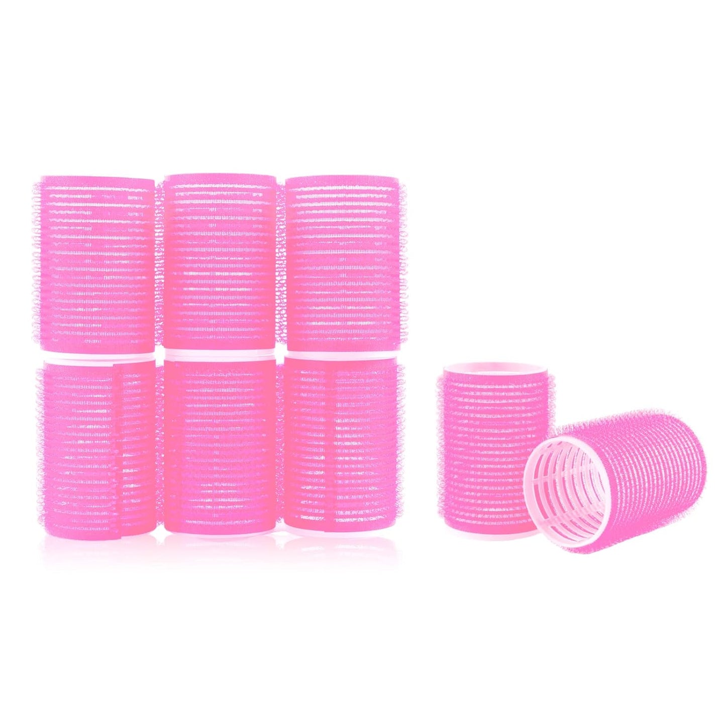 6PCS Roller Curlers For Medium Short Bangs, Heatless Create Natural Curly Hairstyle bule (Pink 6 pack)