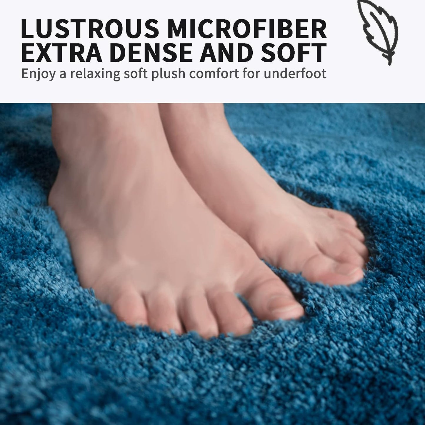 FIFU Bathroom Rugs 20" W x 32" L, Bath Mat for Bathroom, Bedroom, Laundry Room & Kitchen, Non-Slip Rubber Latex Backing, Extra Soft and Absorbent Microfiber Carpet, Machine Washable Rug, Peacock Blue