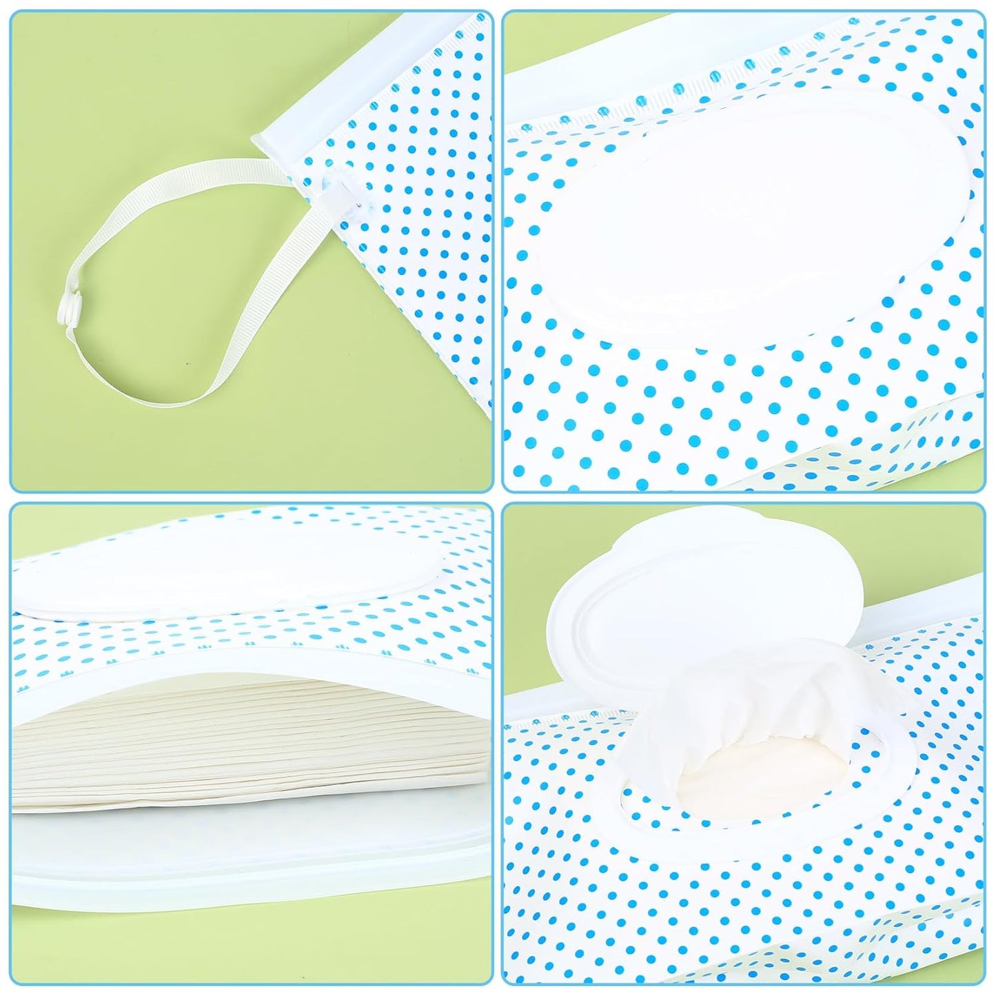 Baby Wipes Dispenser, 2 Pcs Travel Baby Wipe Holder, Refillable Baby Wet Wipe Pouch, Reusable Baby Wipes Container, Portable Wipe Dispenser, Wipe Bags for Travel, Wave and Plaid Patterns