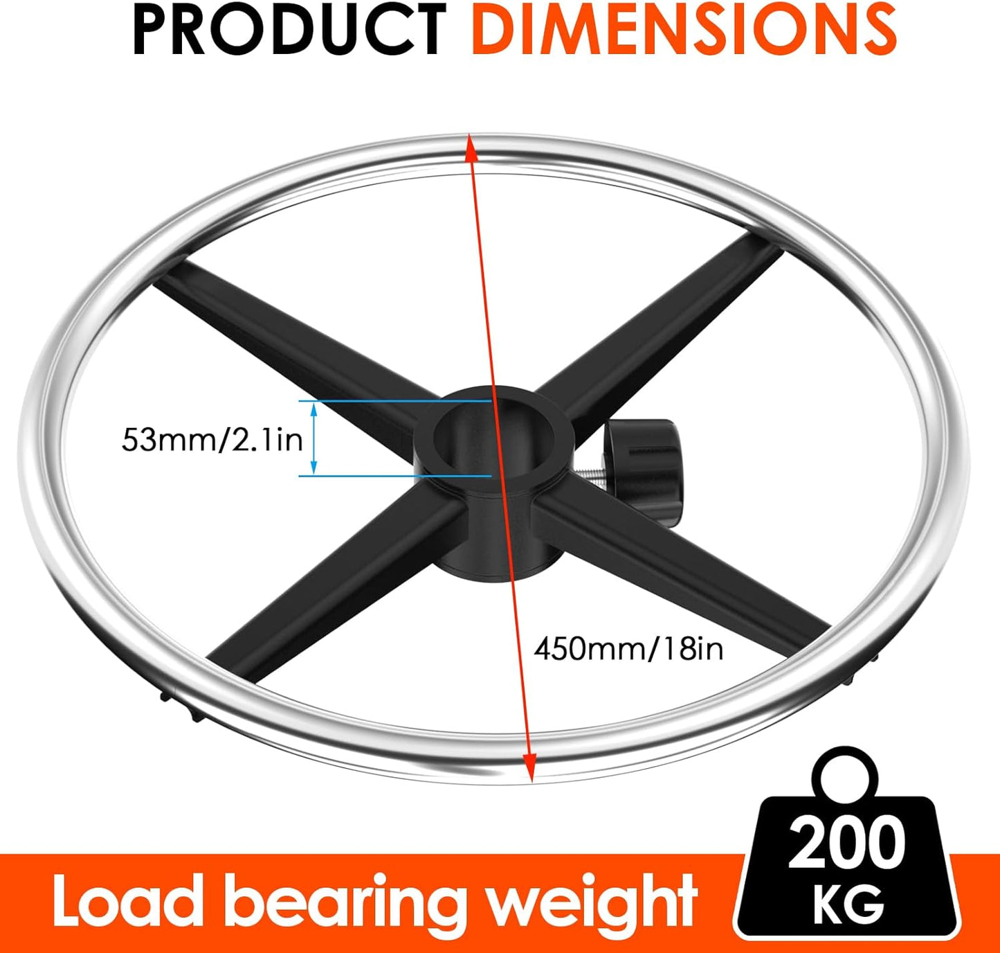 18" Chrome Foot Rest Ring for Drafting Stool or Office Chair,Office Chair Piston Foot Ring,Foot Rest (Silver, 18'')